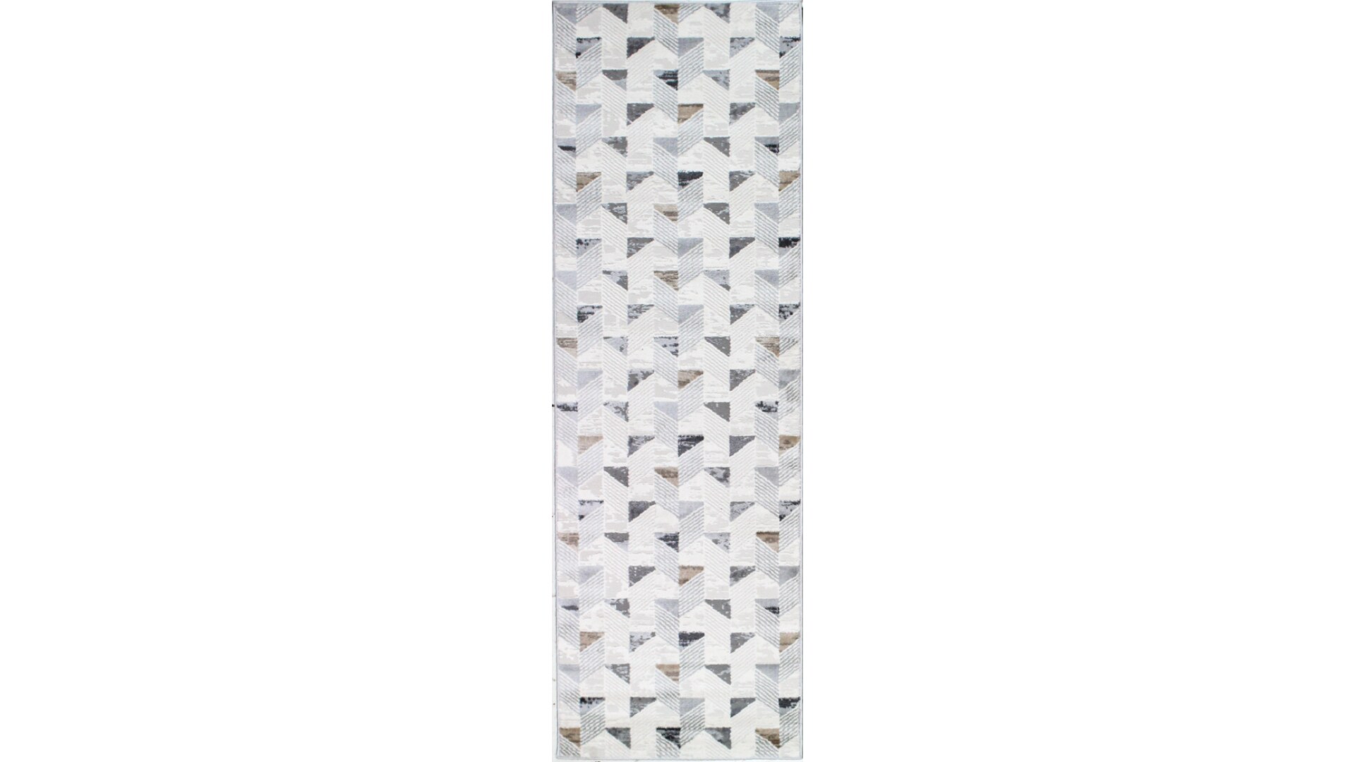 Bashian 649652298245 3 X 8 (ft) Ivory/Grey Indoor Geometric Industrial Runner Rug