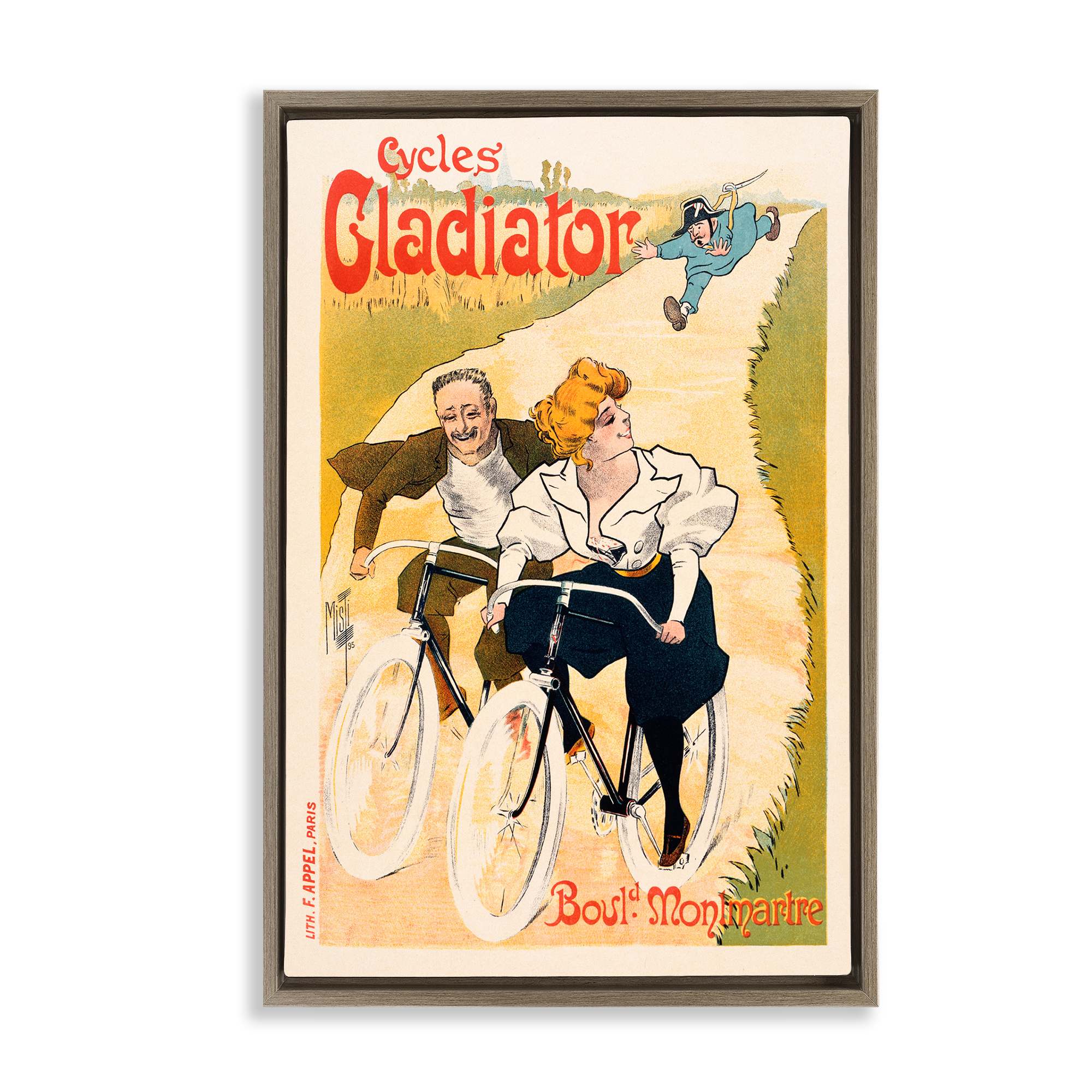 Stupell Industries BT-344-FFE-20X30 Vintage Cyclists Poster Brown Framed Floater Canvas Wall Art By Marcus Jules 21 x 31