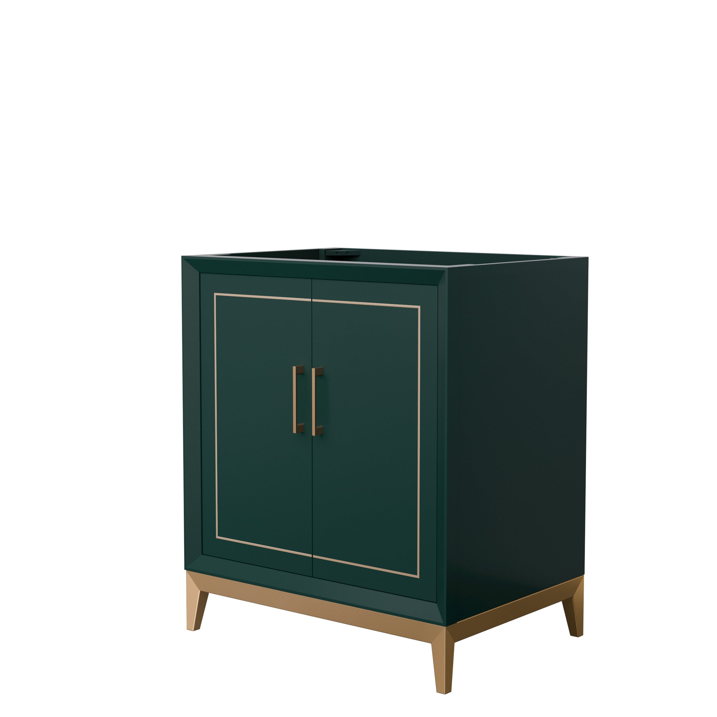 Wyndham Collection WCH515130SGSCXSXXMXX Marlena 30-in Green with Satin Bronze Trim Bathroom Vanity Base Cabinet without Top