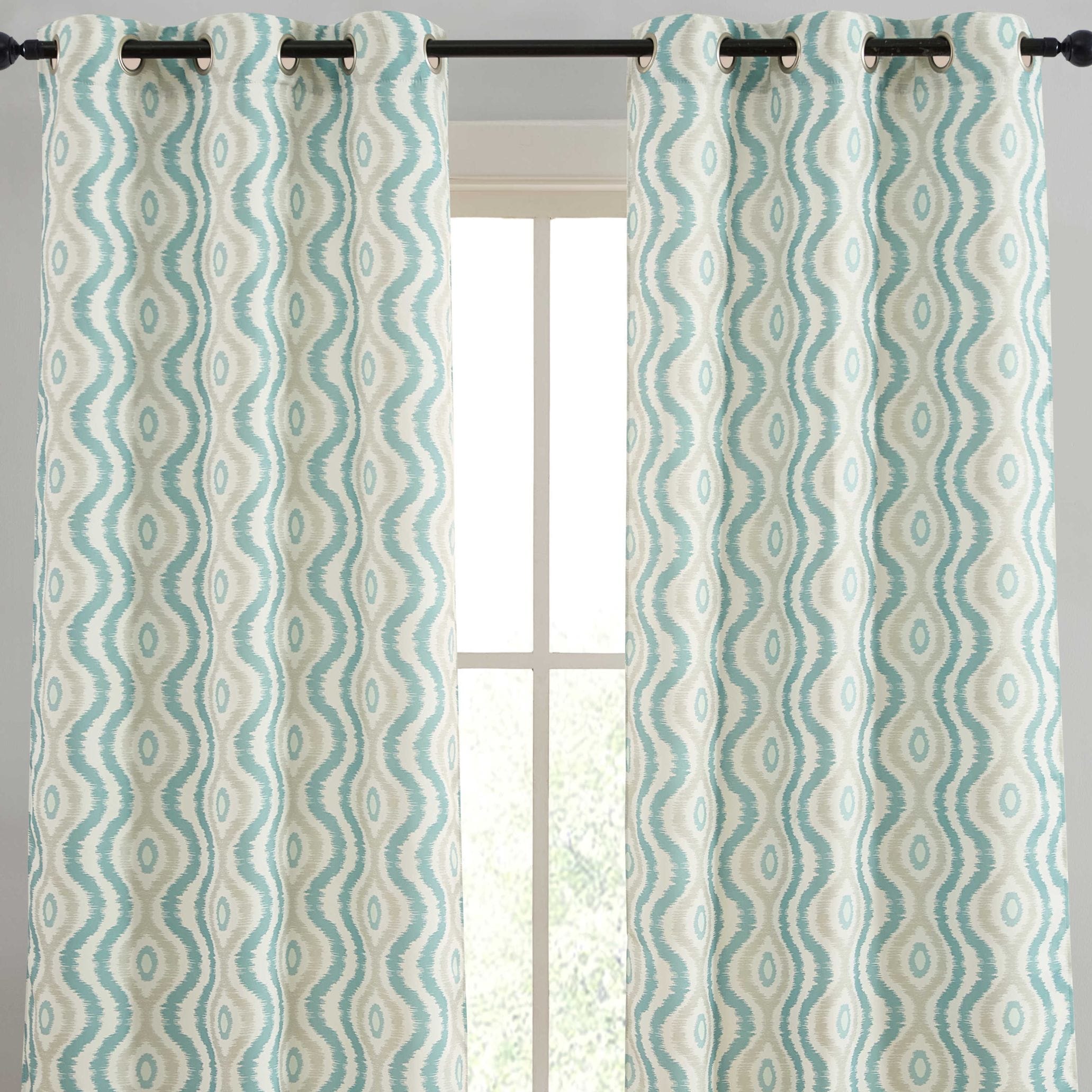 HLC - Tanner Ogee Damask Grommet Curtains - Light Filtering Darkening Window Panels - Set of 2