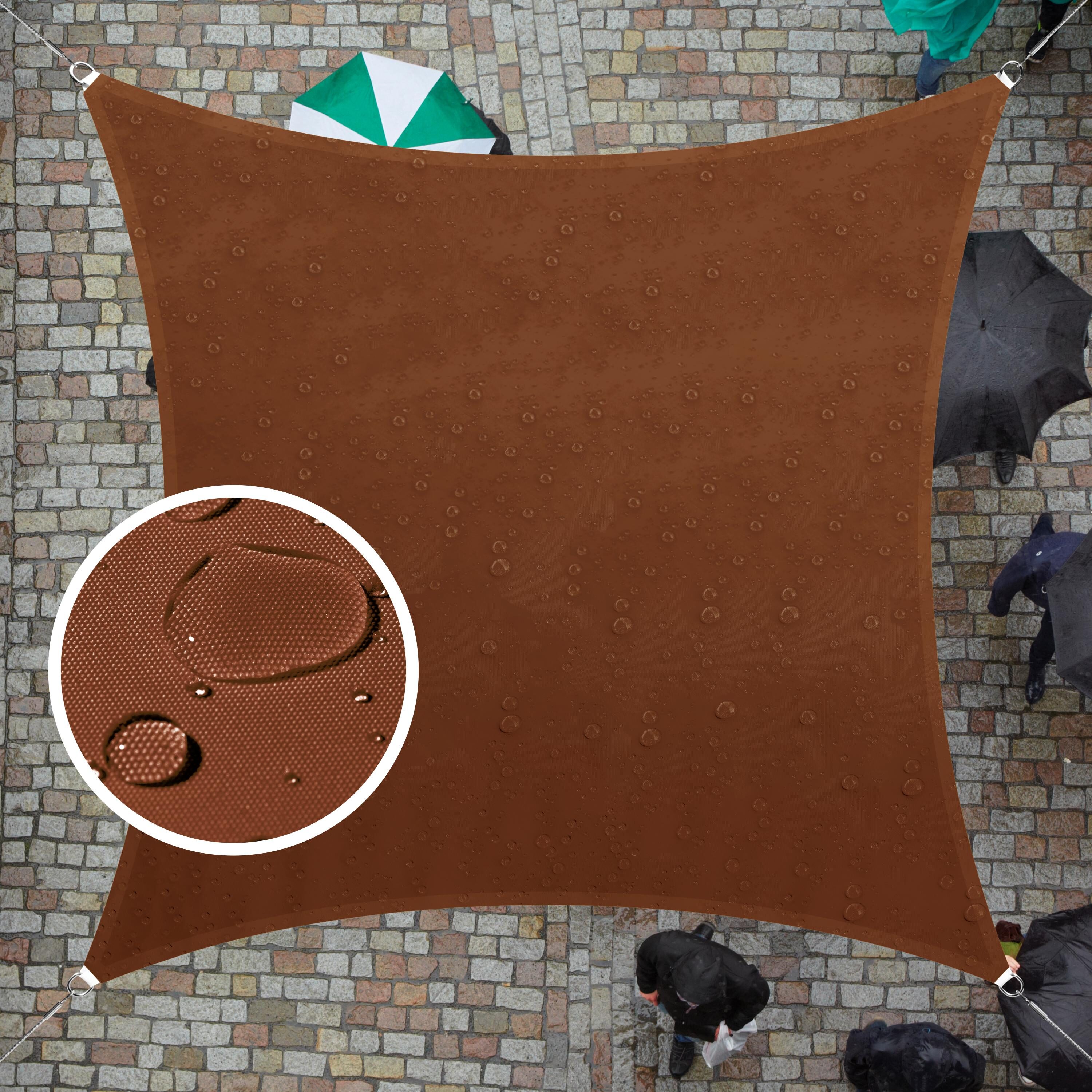 ColourTree TADS9-13 Waterproof Square Shade Sail 9.5-ft x 9.5-ft Brown Shade sail