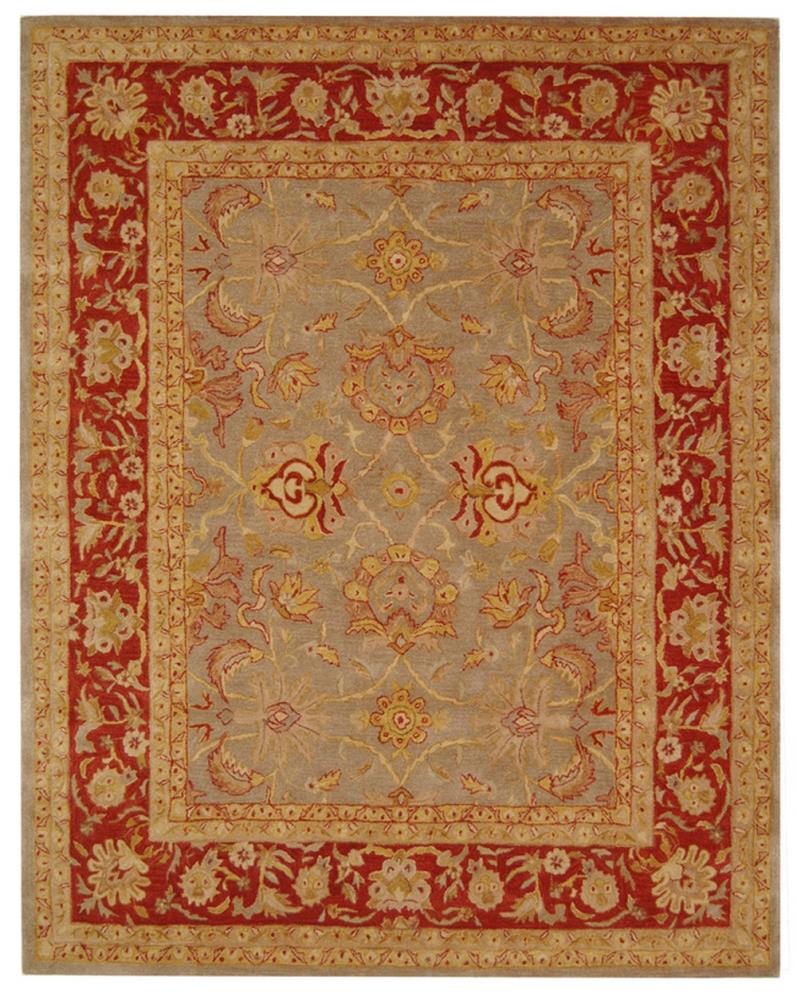 Anatolia Burhan 10 X 14 Wool Gray/Red Indoor Floral/Botanical Vintage Area Rug | - Safavieh AN529A-10