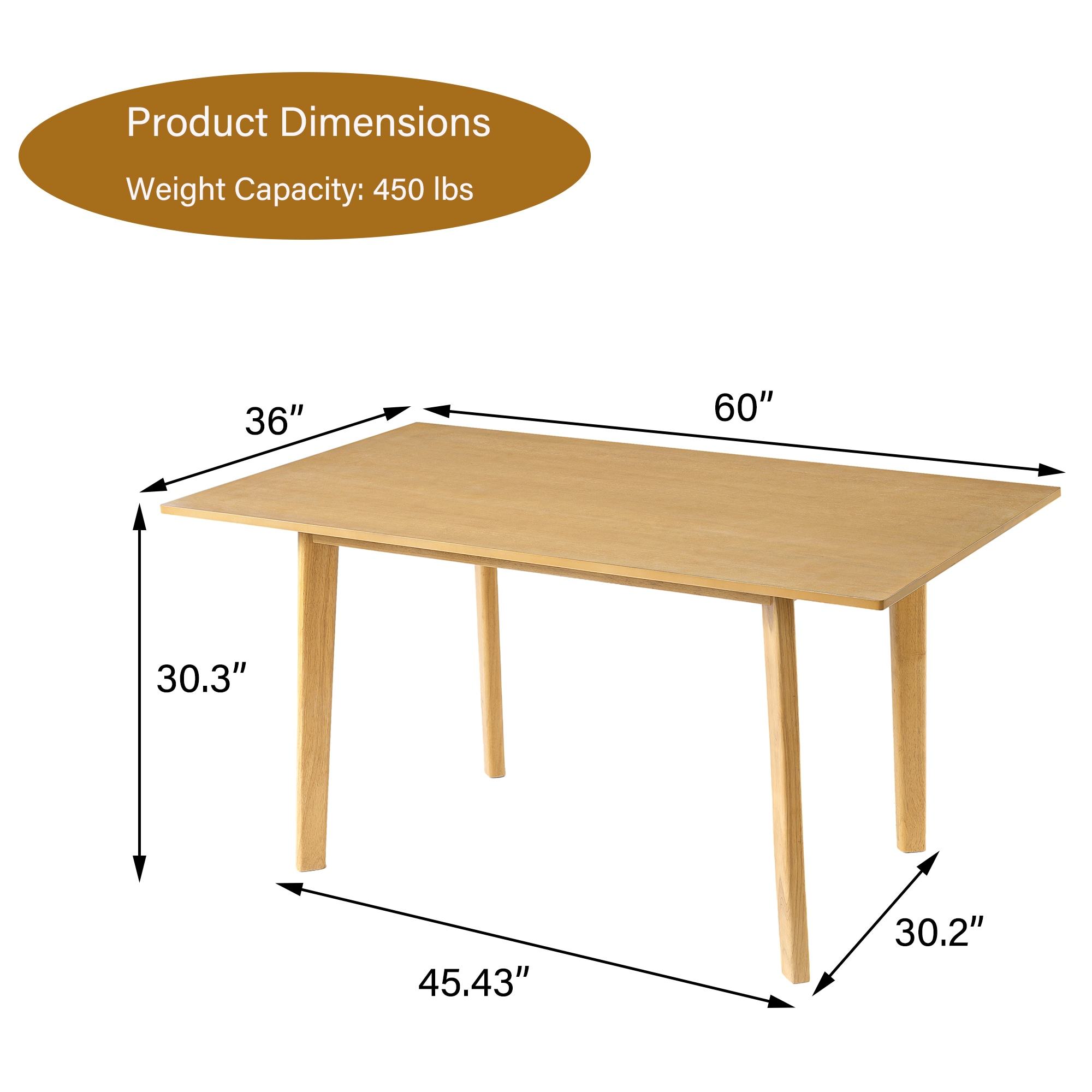 ModernLuxe Assembly Required 60inch Rustic Farmhouse Dining Table Solid ...
