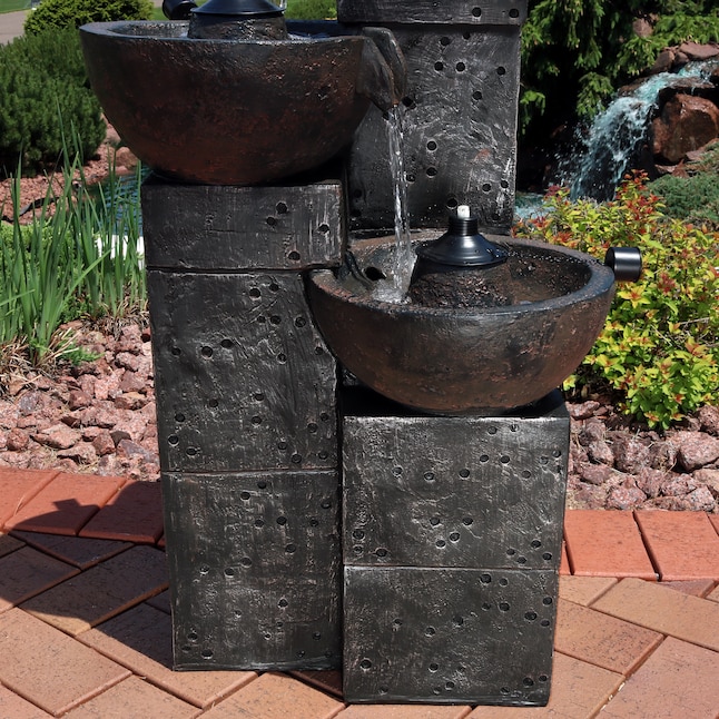 Sunnydaze Decor 34.5-in H Resin Tiered Fountain Outdoor Fountain Pump ...