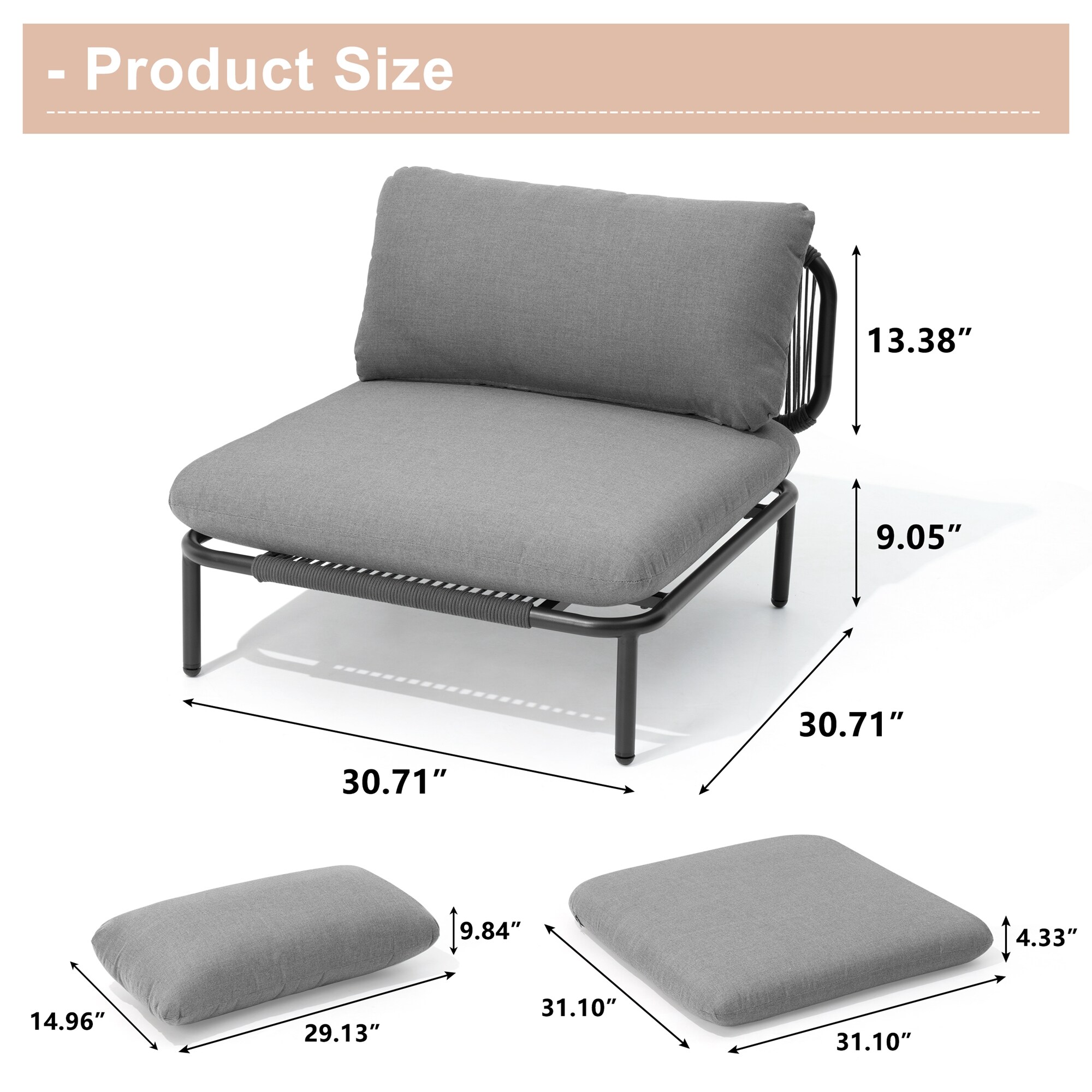 Crestlive Products CL-SF005DGY-6B Patio-Sofas-Daybeds - View #4