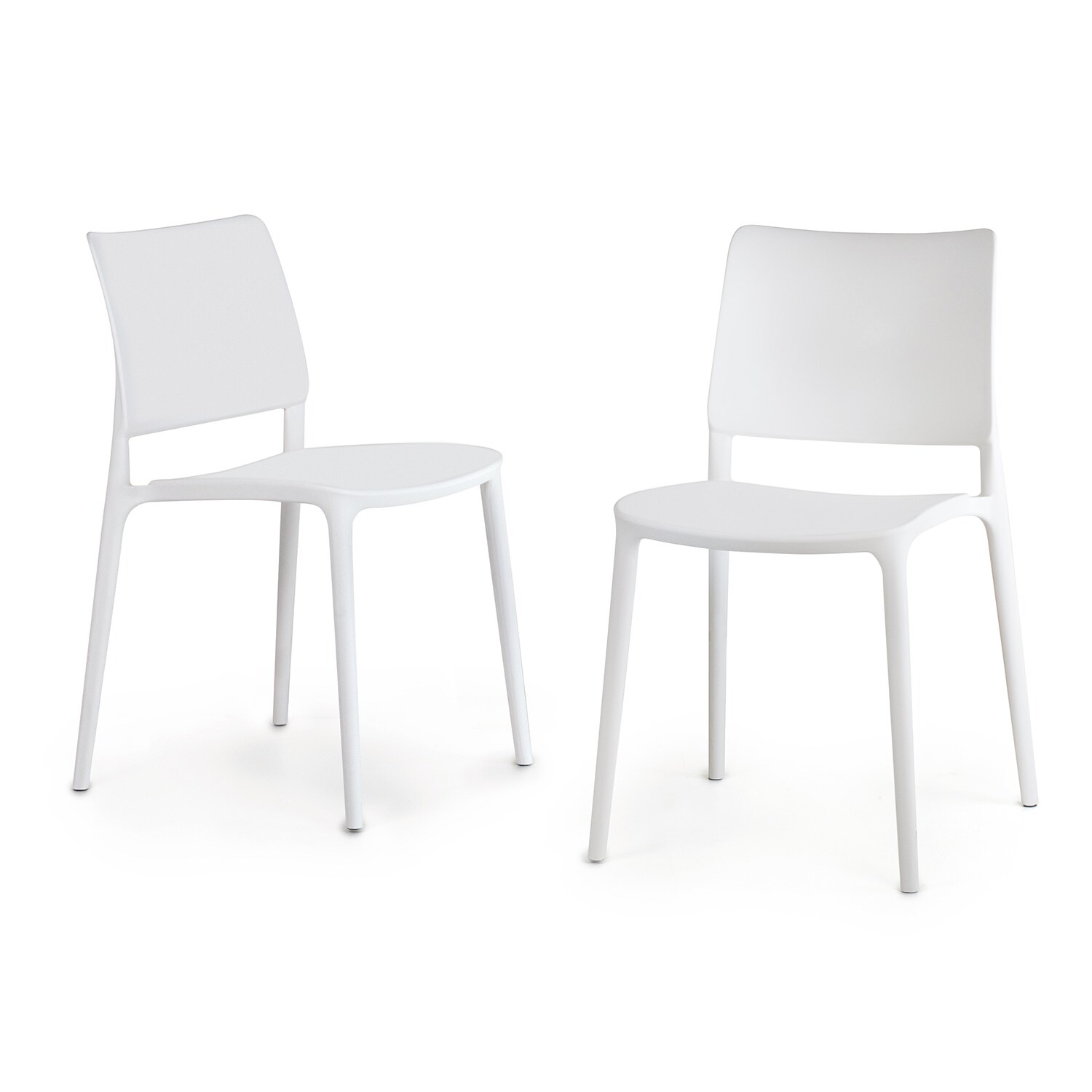 World Rug Gallery JS8051WHITE2 SeriesW1 Set of 2 Stackable White Resin Frame Stationary Dining Chair with Solid Seat