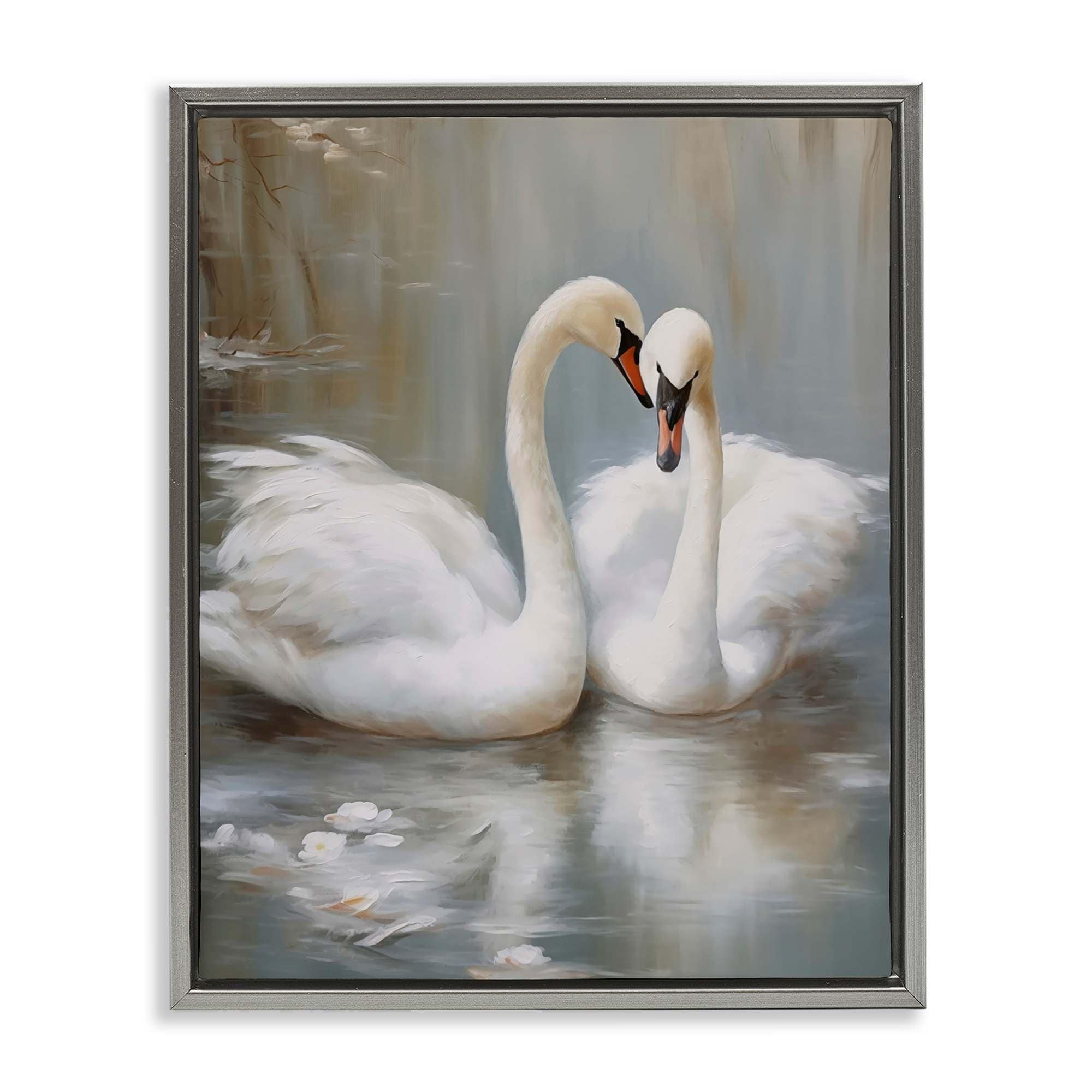 Stupell Industries BT-738-FFL-16X20 Kissing Swans on Pond Floating Frame design by Arlington Prints