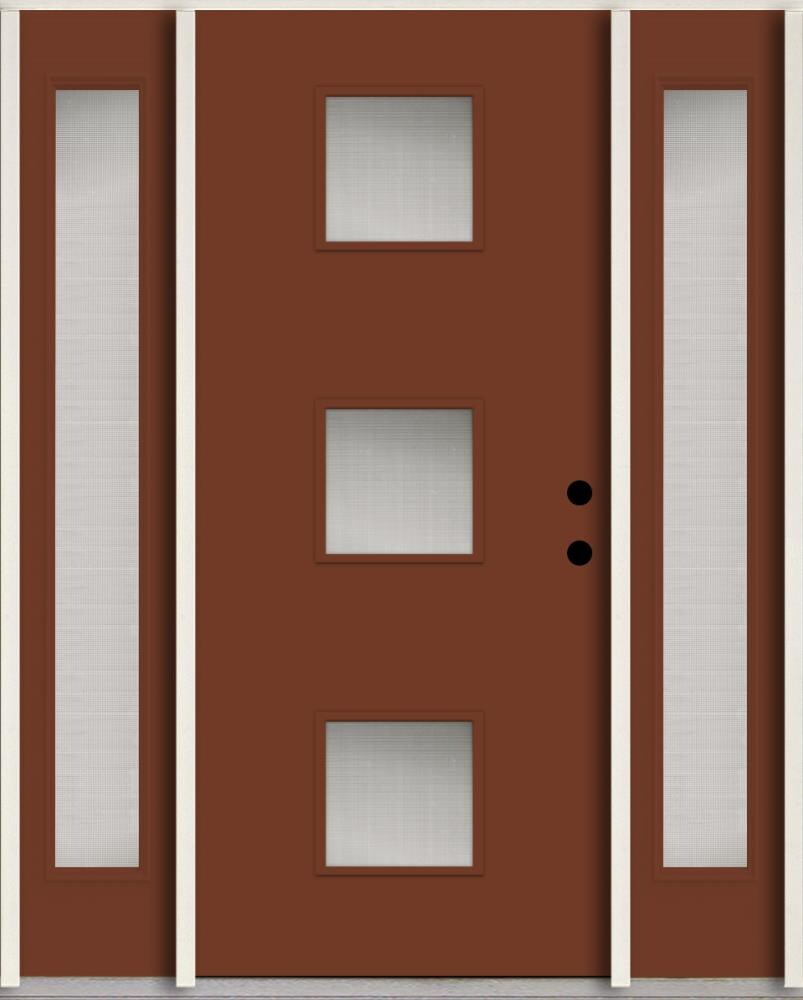 RELIABILT LO1066815 Spotlights 60-in x 80-in x 4-5/8-in Fiberglass 1/4 lite Left-hand inswing Fox Tail Paint Painted Prehung Front Door with Sidelights Insulating core