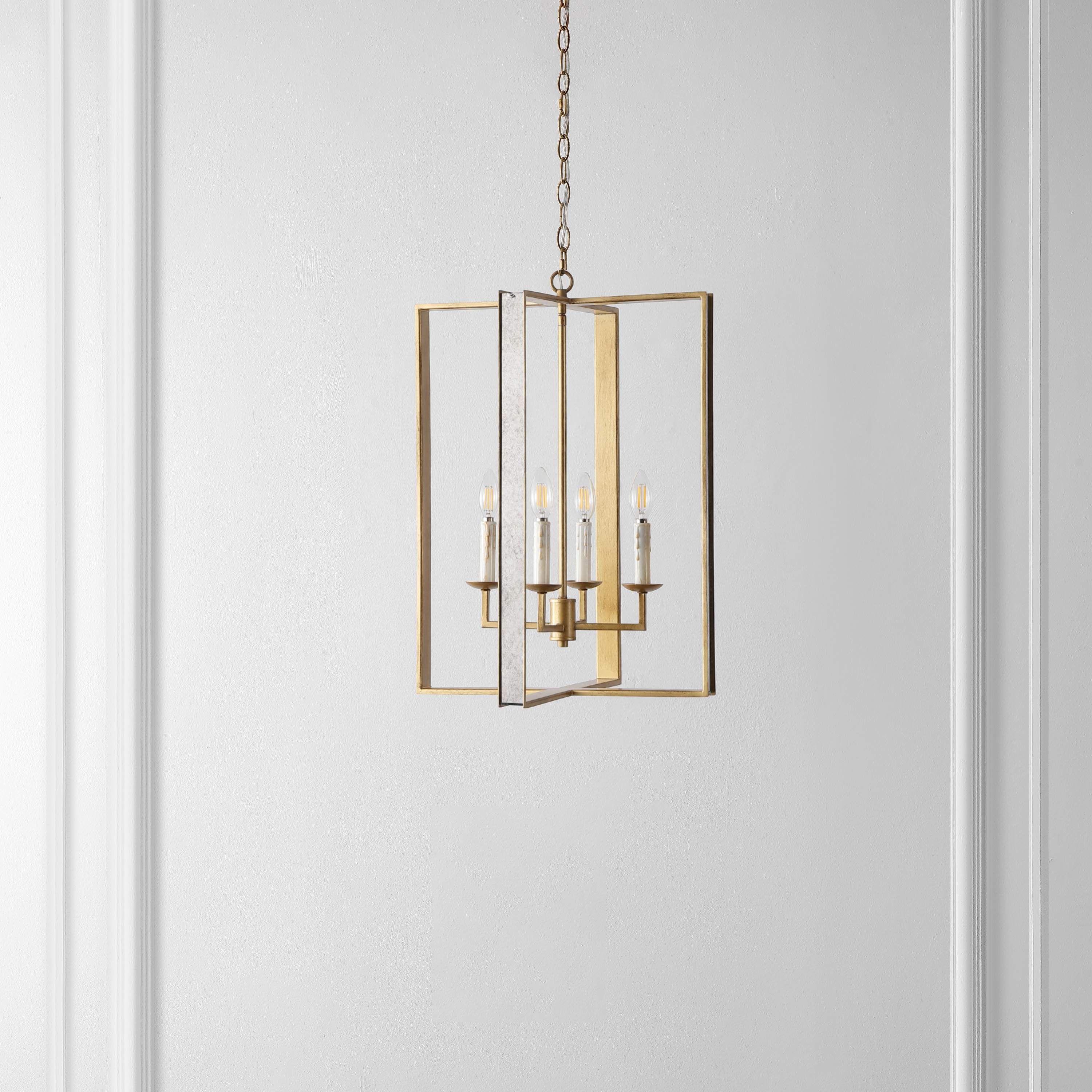 Antique Gold 18" Glass and Metal LED Pendant Light