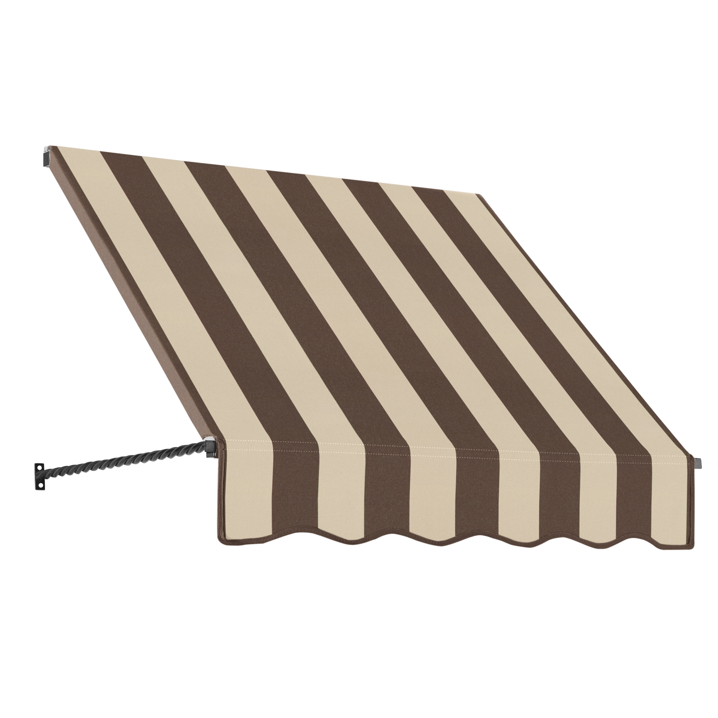 Awntech SANT32-L-4BRNT Santa Fe 52.5-in Wide x 24-in Projection x 44-in Height Fabric Brown/Tan Stripe Striped Fixed Window/Door Awning
