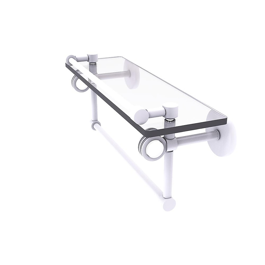 Allied Brass Clearview Matte White 1-Tier Brass Wall Mount Bathroom Shelf Allied Brass Clearview Matte White 1-Tier Brass Wall Mount Bathroom Shelf
