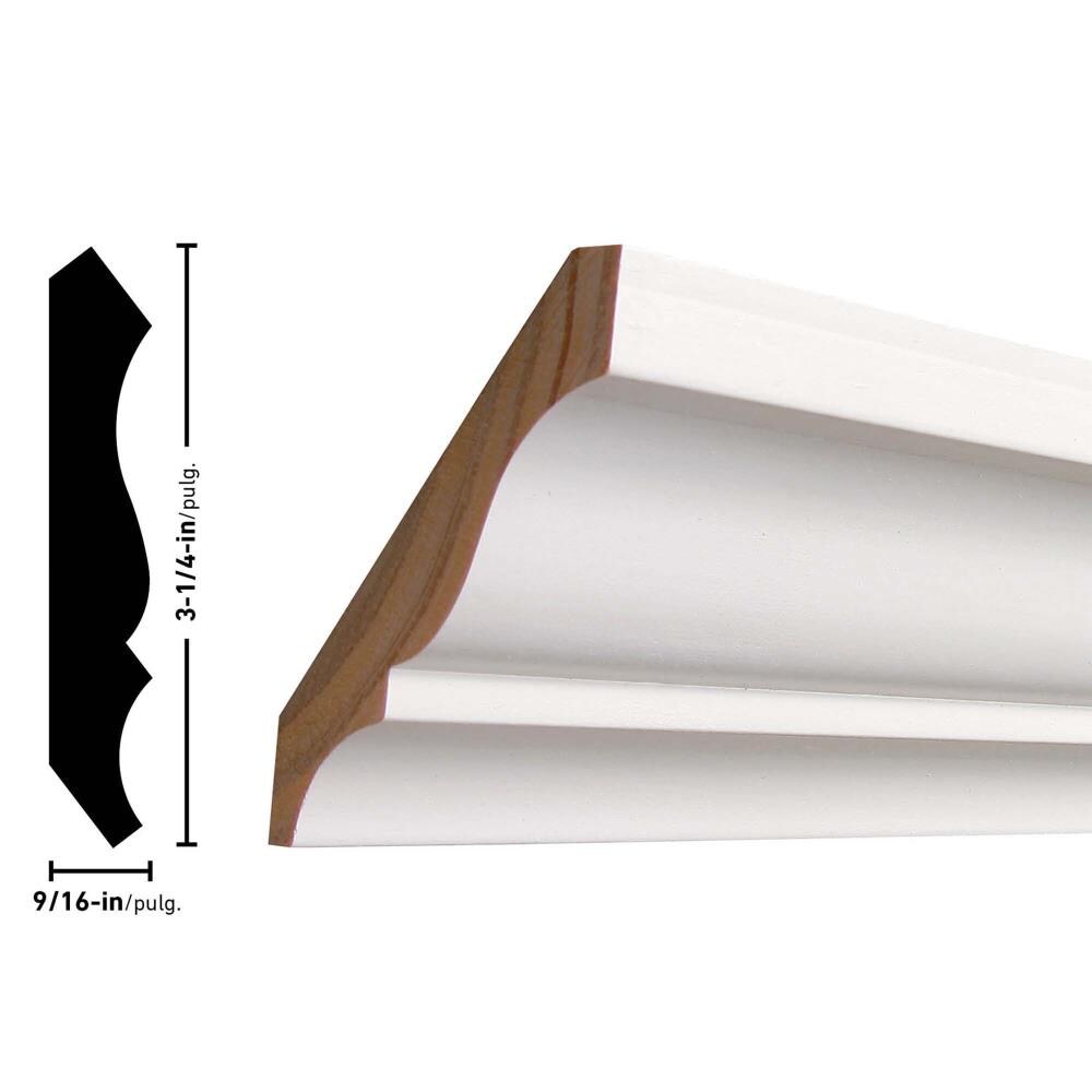 EverTrue 3-1/4-in x 16-ft Primed Crown Moulding in the Crown Moulding ...