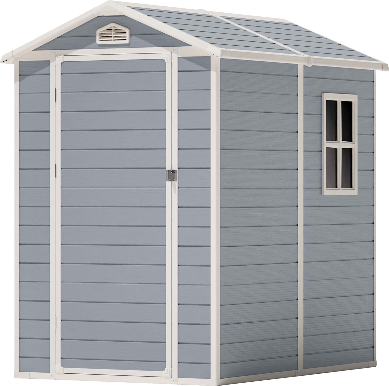 Patiowell WES-0381A-L4 6-ft x 4-ft Gray Gable Resin Storage Shed (Floor Included)