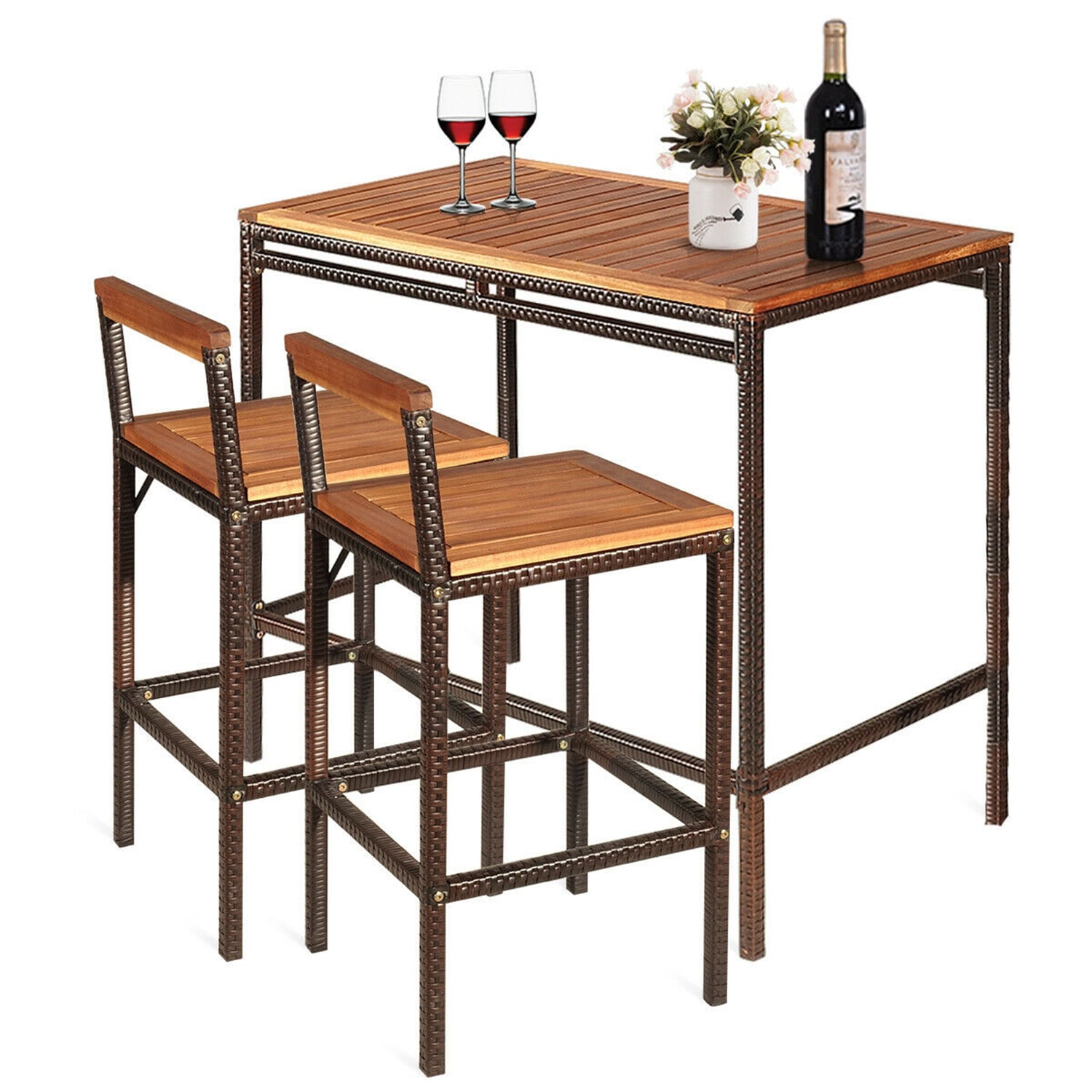 Forclover HYFE-68745RE Brown Steel Patio Bar