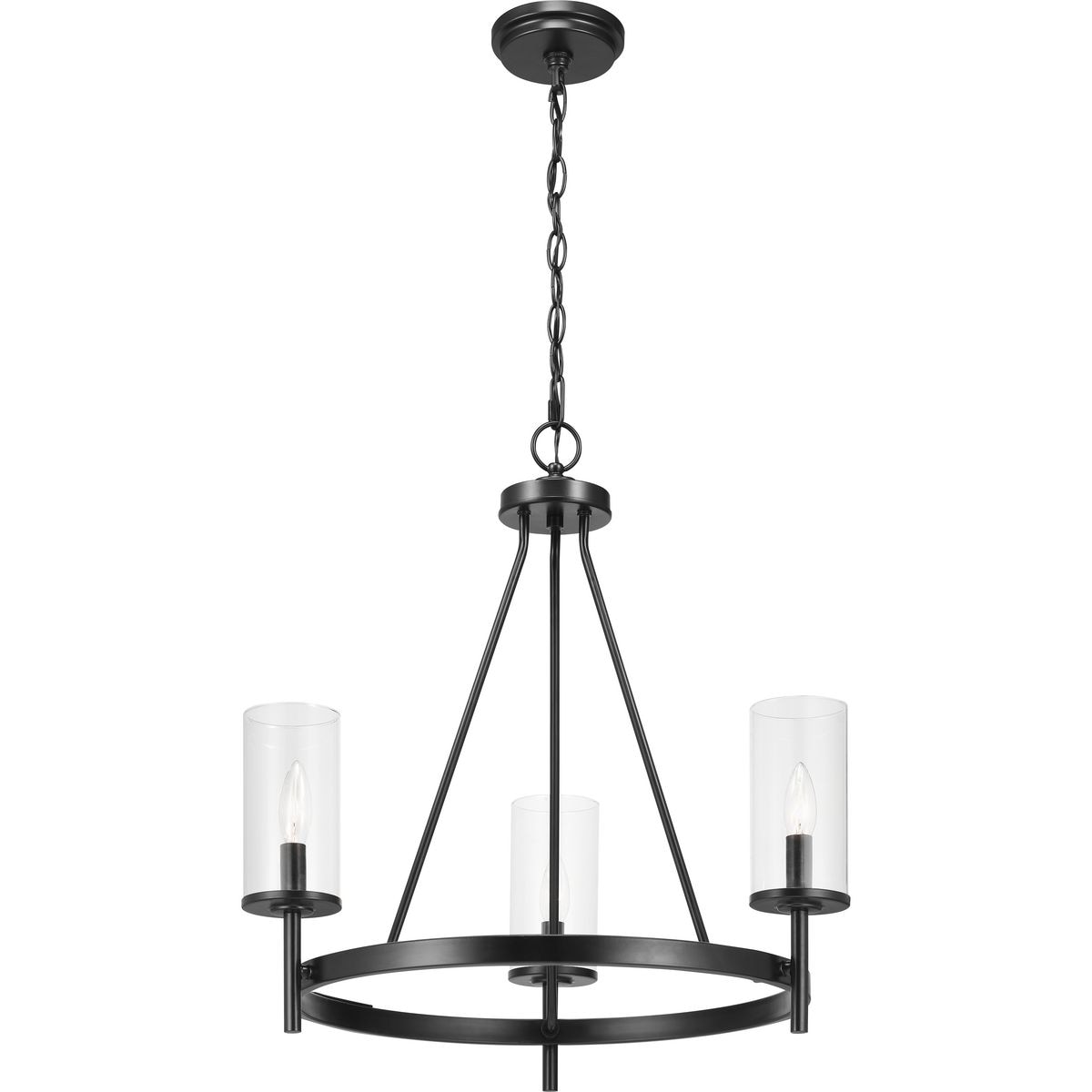 Progress Lighting Strahan 3-Light Black Transitional Chandelier P500265 ...