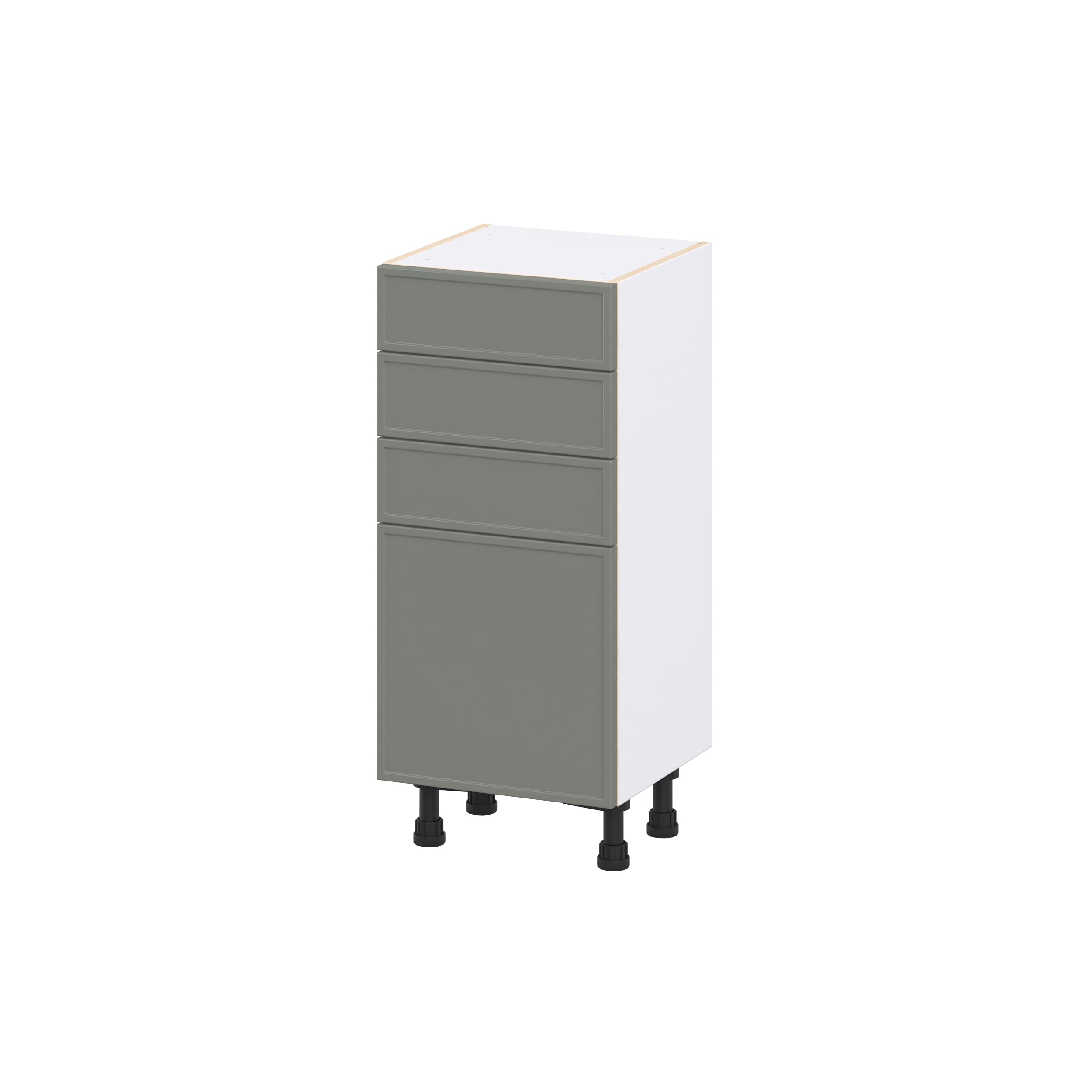 Hugo&Borg DSB1514C(L/R)WD-CO Concord 15-in W x 34.5-in H x 14.91-in D Moss Green 3 -Drawers Base Fully Assembled Cabinet Flat Panel Slim shaker - Thumbnail