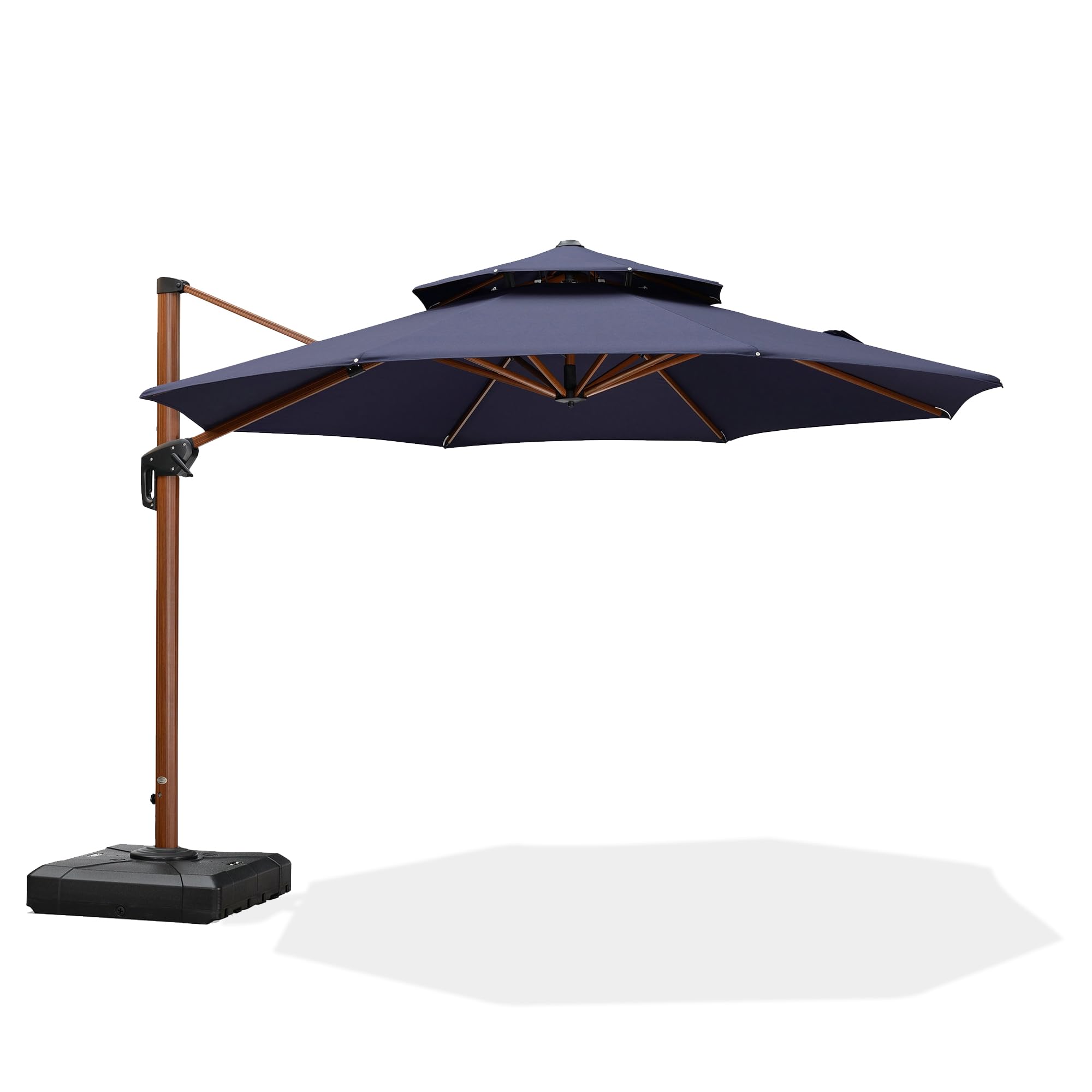PURPLE LEAF LSGLRRM11-NB 11-ft Aluminum Navy Crank Cantilever Patio Umbrella