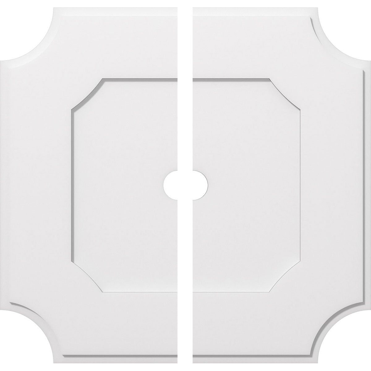 Ekena Millwork CMP36LE2-03000 Locke 36-in W x 36-in L Contemporary White PVC Split Ceiling Medallion