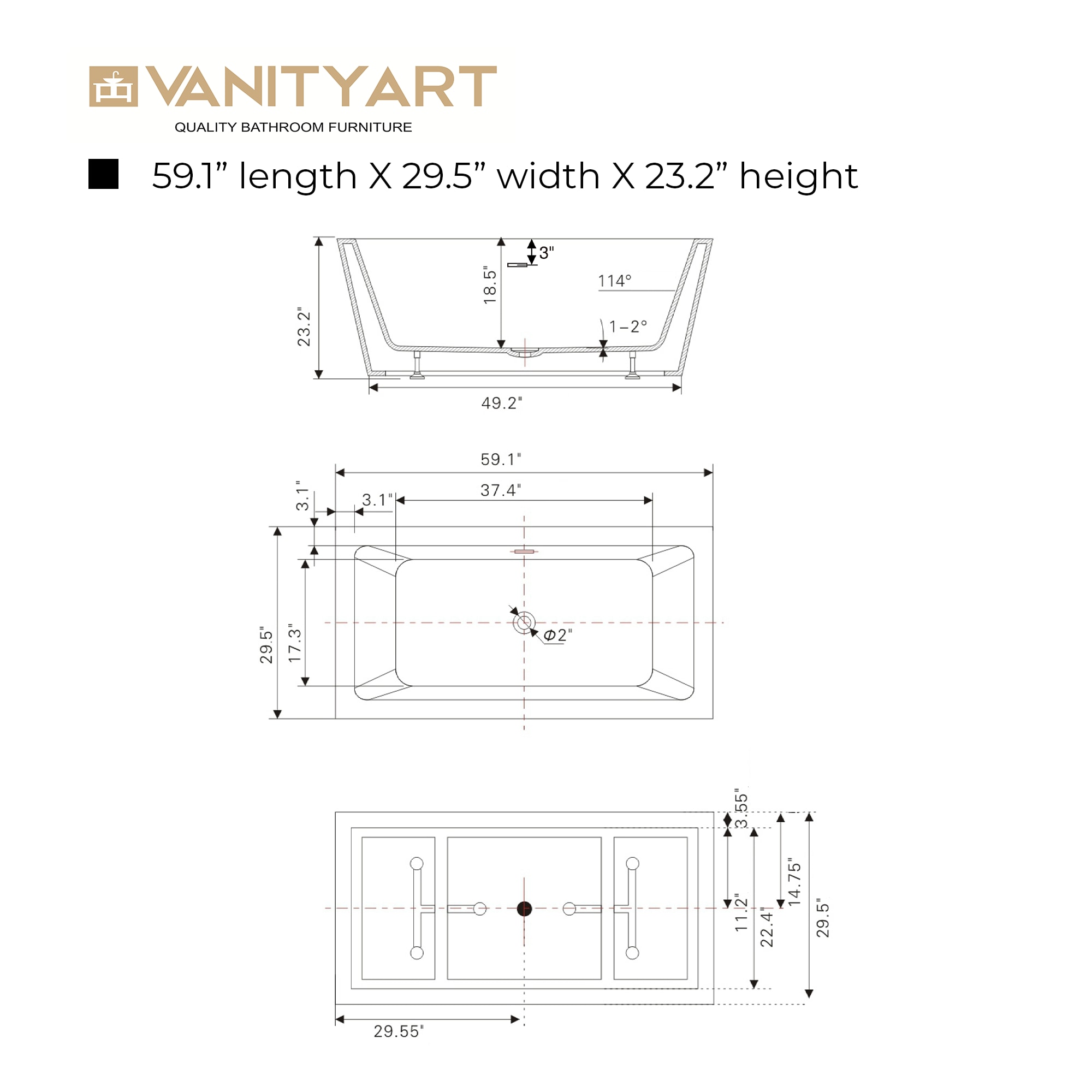 Vanity Art VA6814-S-TG bathtubs - View #10