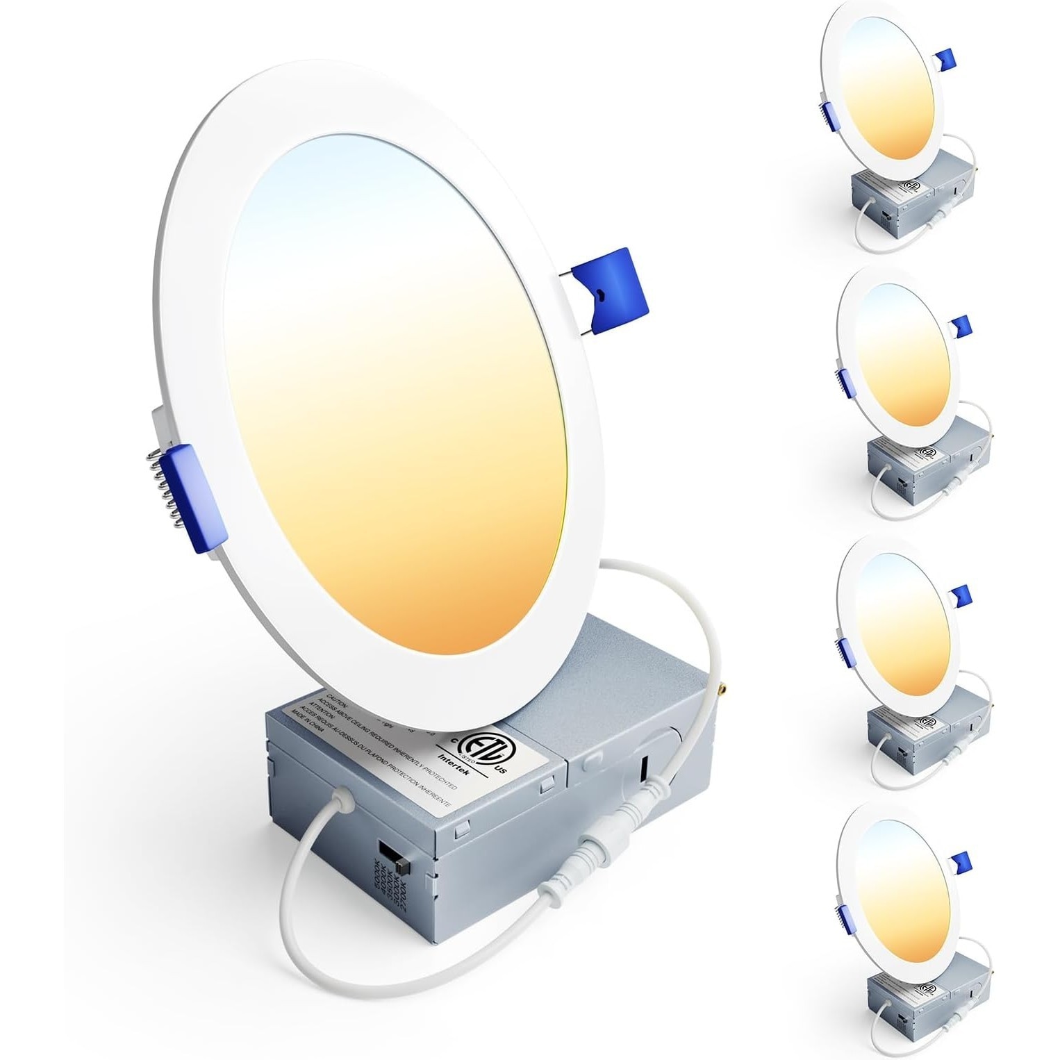 Pacrigo  Ultra-Thin Canless Wafer Ceiling Light 6 Inch 12W 120V Dimmable 5CCT 2700K-5000K 1200LM Damp Rated