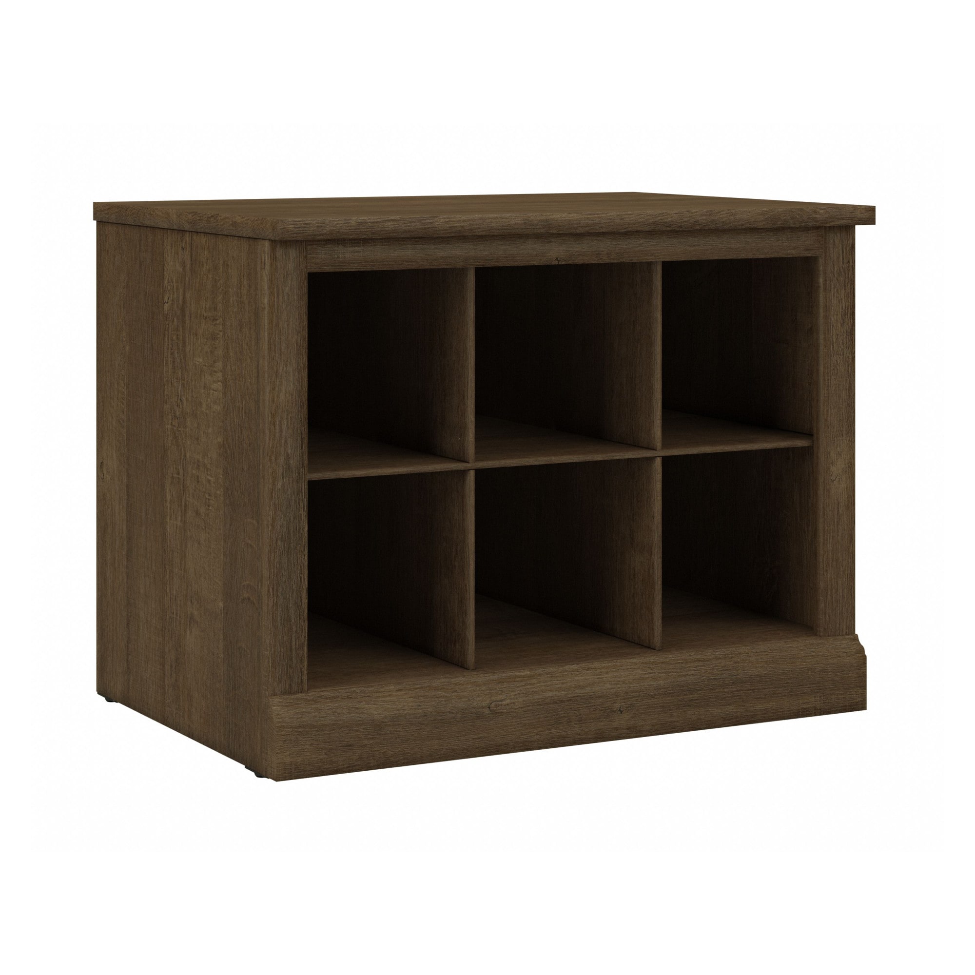 Ash Brown Engineered Wood Shoe Bench with 6 Storage Compartments