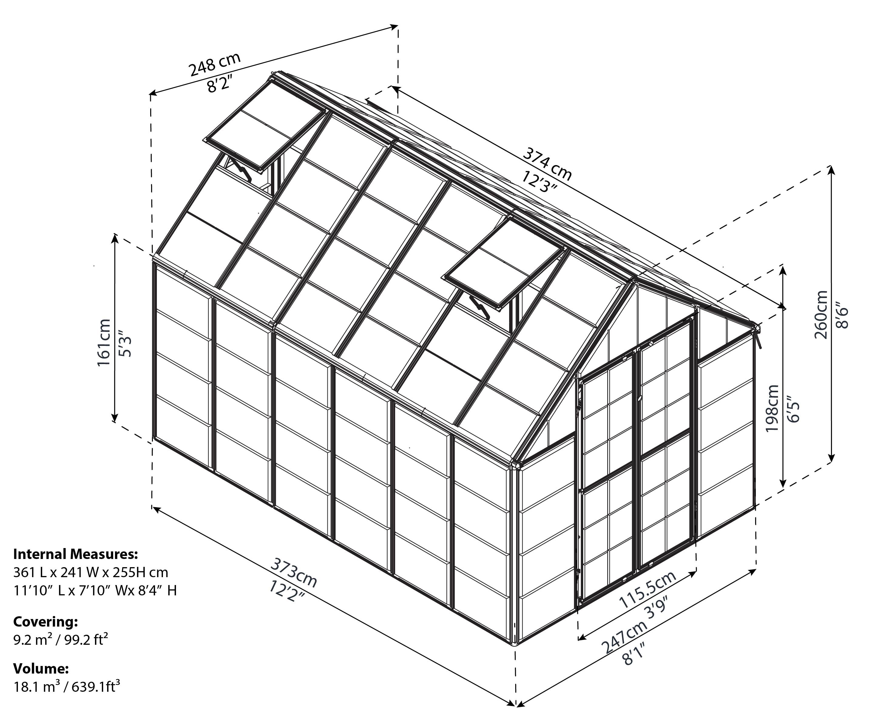 Snap & Grow 8' x 12' Silver Polycarbonate Aluminum Greenhouse