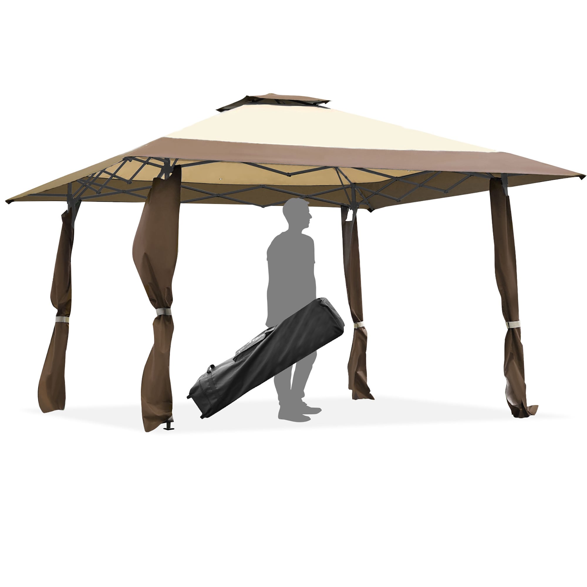 Costway LWS00862 13-Feet x 13-Feet Octagon Brown ,Beige Standard canopy