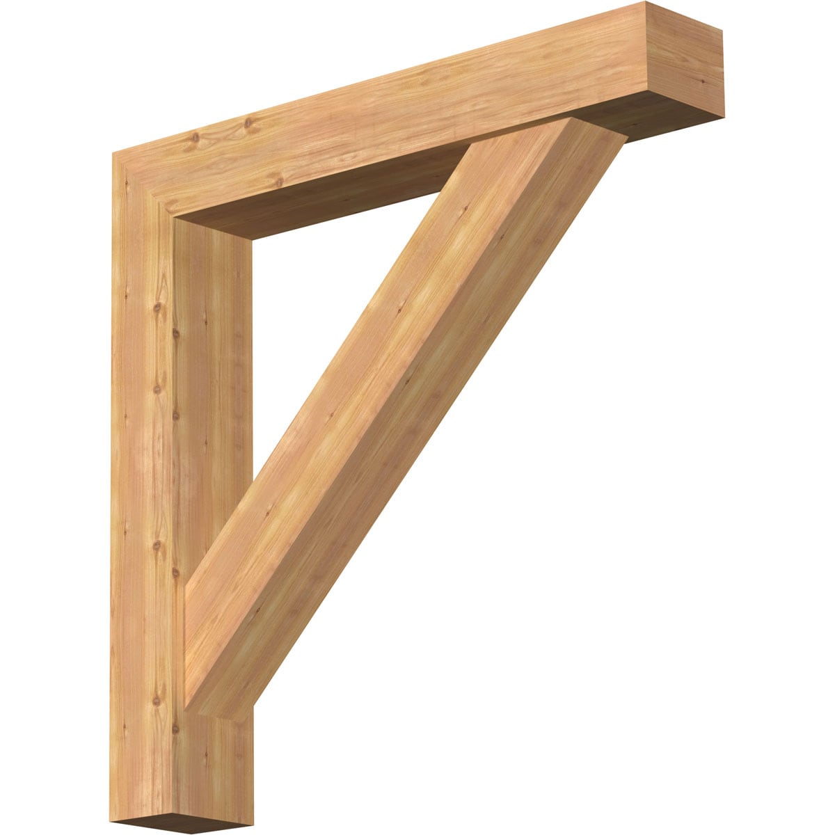 Ekena Millwork 1464903 Traditional Block Smooth Bracket with Offset Brace 7-1/2-in x 44-in x 44-in Western red cedar Brown Wood Standard bracket