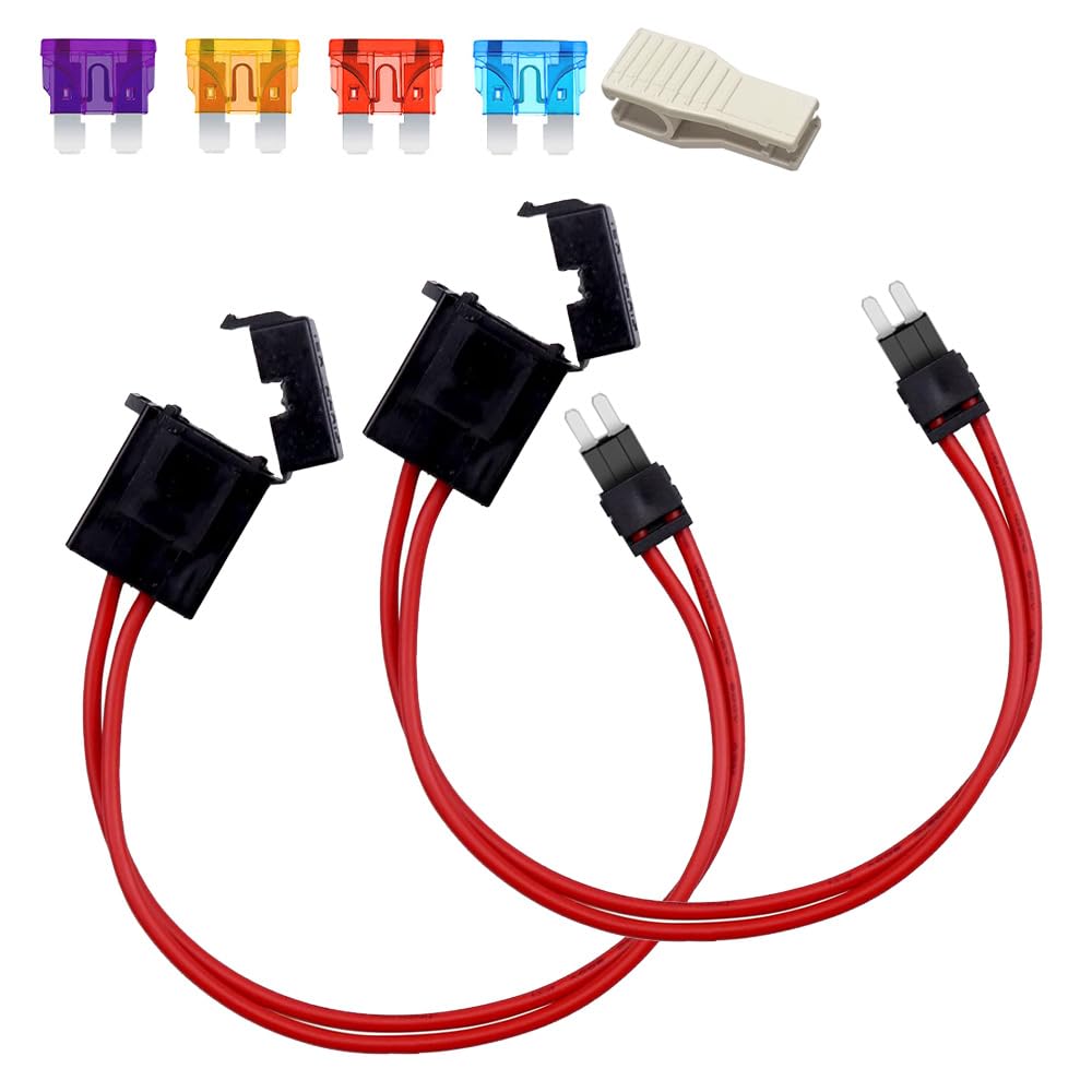 Vrbgify  2pcs 12-24V 16 AWG Micro2 Blade Type Car Fuse Holder Connector with 4pcs Blade Fuse for Fusebox Panels durable home and garden accessory