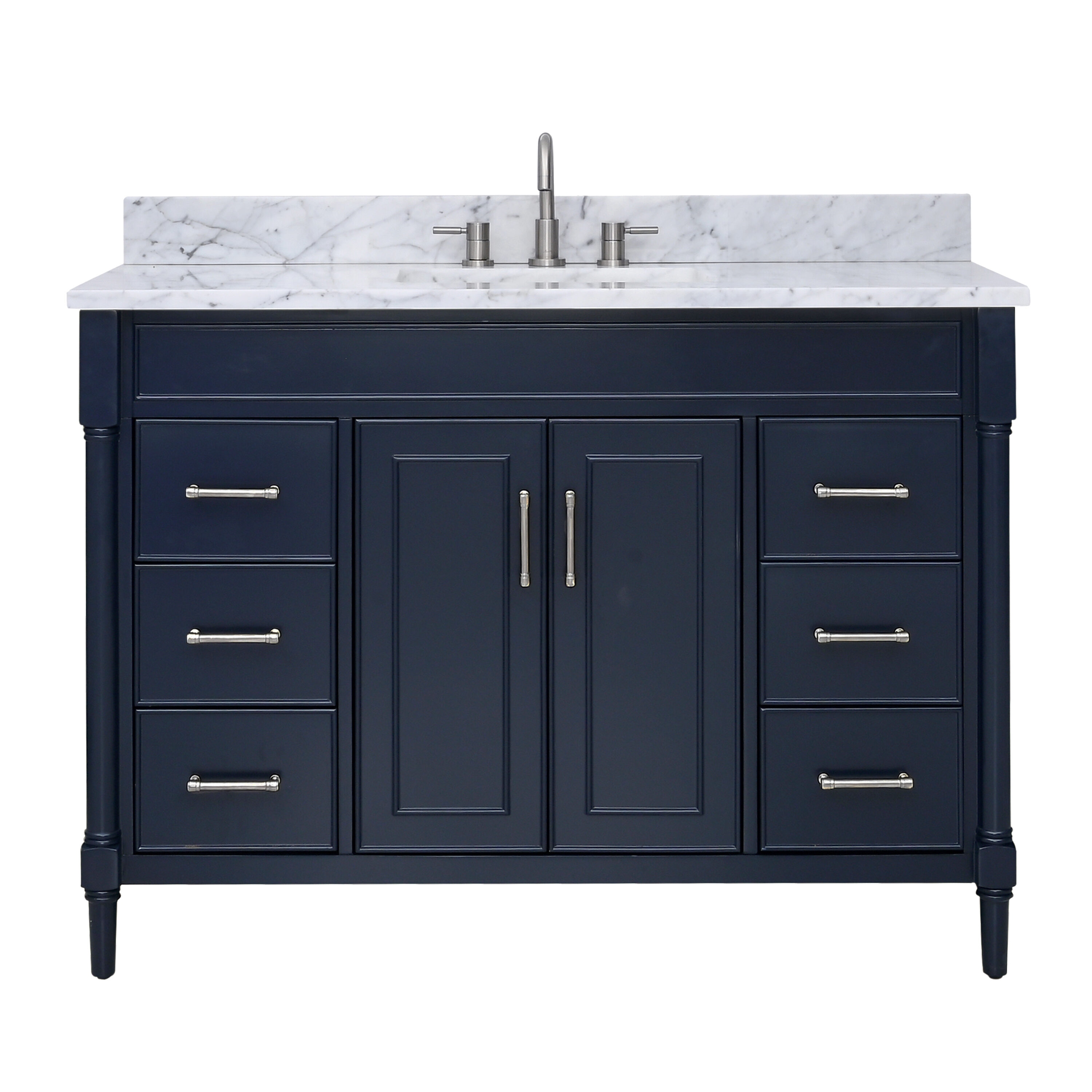 Avanity BRISTOL-VS49-NB-C 49-in Navy Blue Undermount Single sink Bathroom Vanity with Carrara white Marble Top