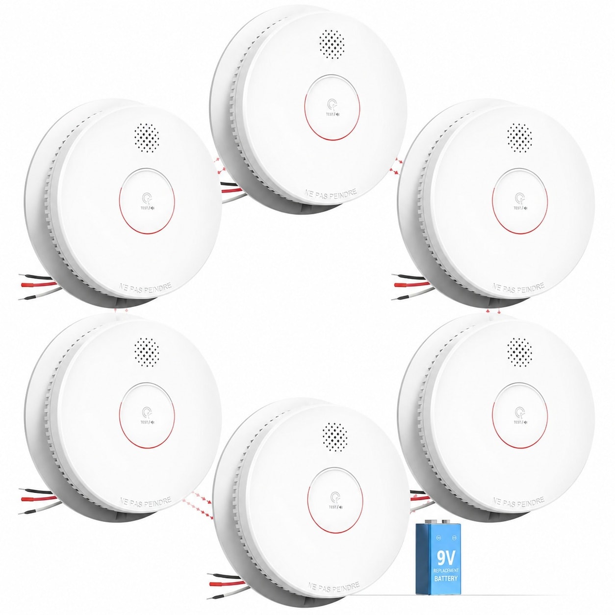 ITOPFOX - Hardwired Interconnected Smoke Detector Photoelectric Smoke Alarm with Test Silence Bu...