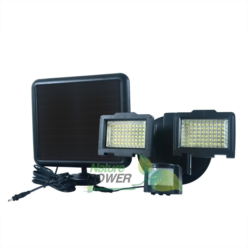 Nature Power 23401 120-Degree 800-Lumen Dual Detection Zone Black Solar LED Outdoor Motion-Activated Flood Light with Timer