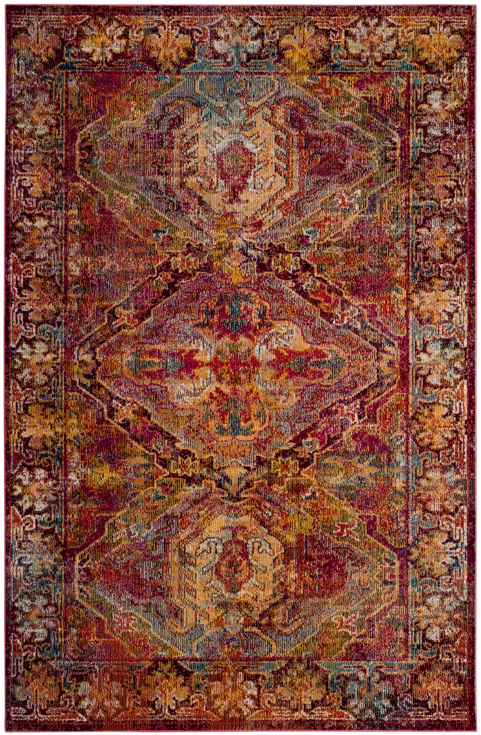 Safavieh CRS516B-6 Crystal Clayton 7 x 9 (ft) Loomed Polypropylene Fuchsia/Light Blue Rectangular Indoor Distressed/Overdyed Vintage Area rug