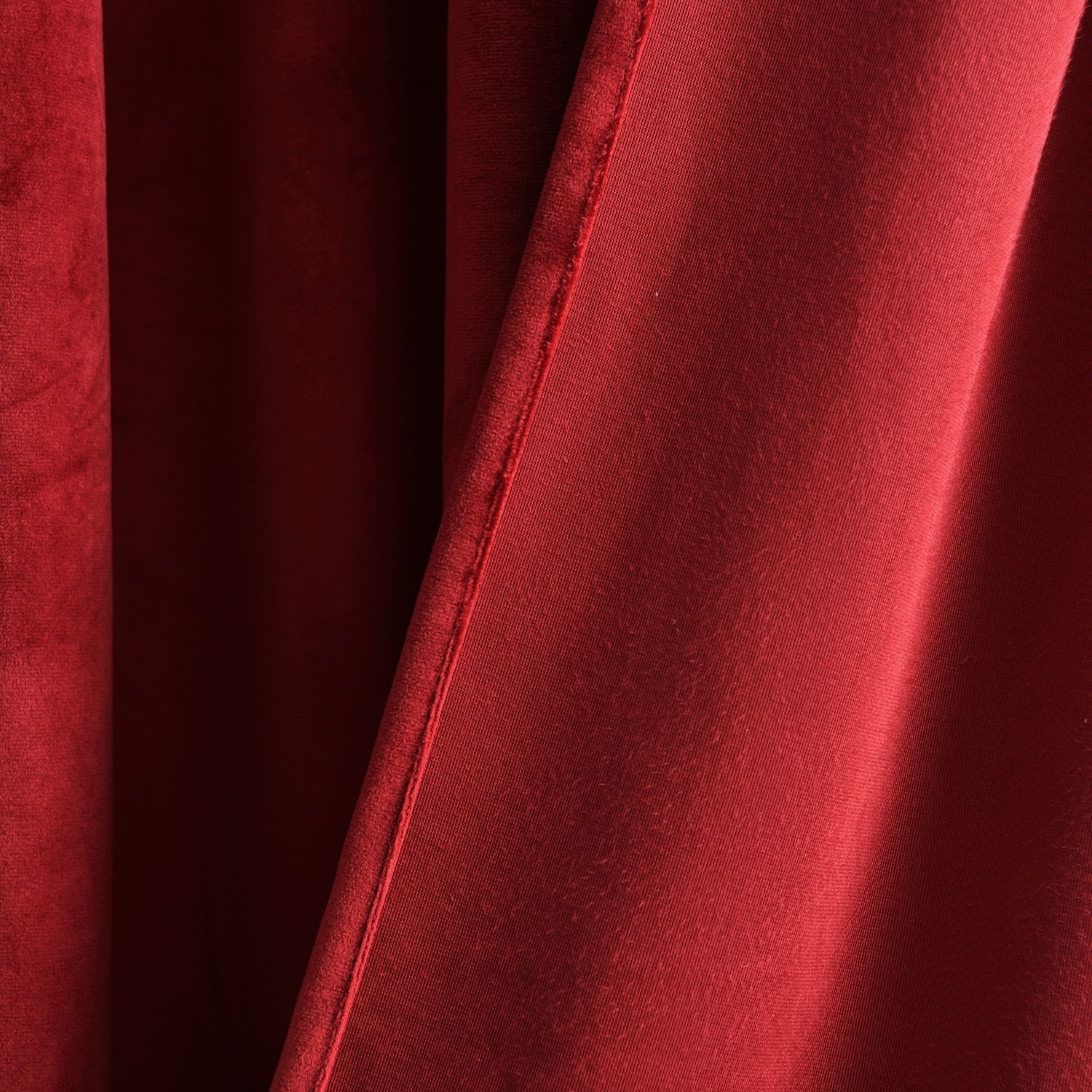 Red Velvet Blackout Pleated Curtain Panel Pair
