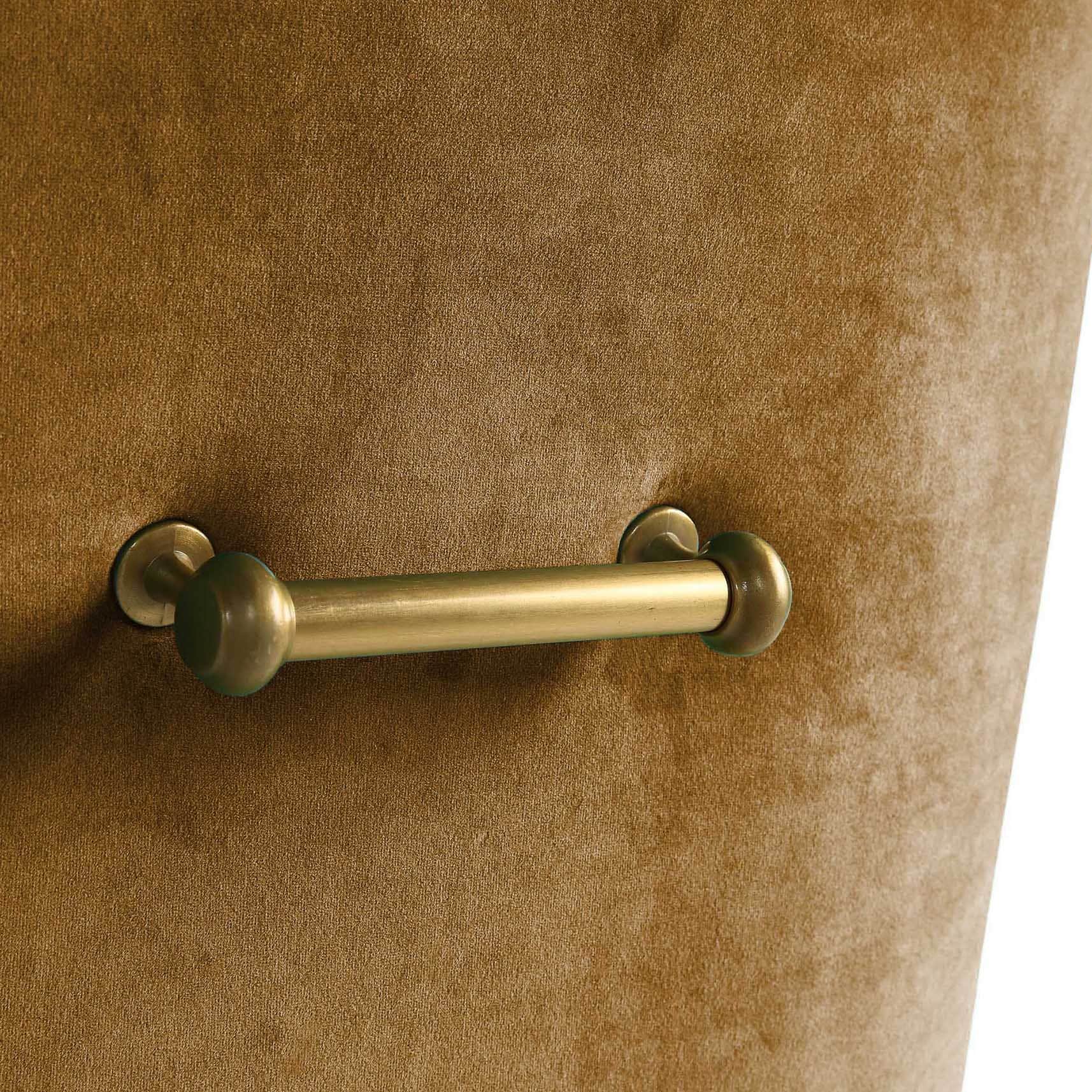 Cognac Velvet Upholstered Side Chair with Gold Metal Legs