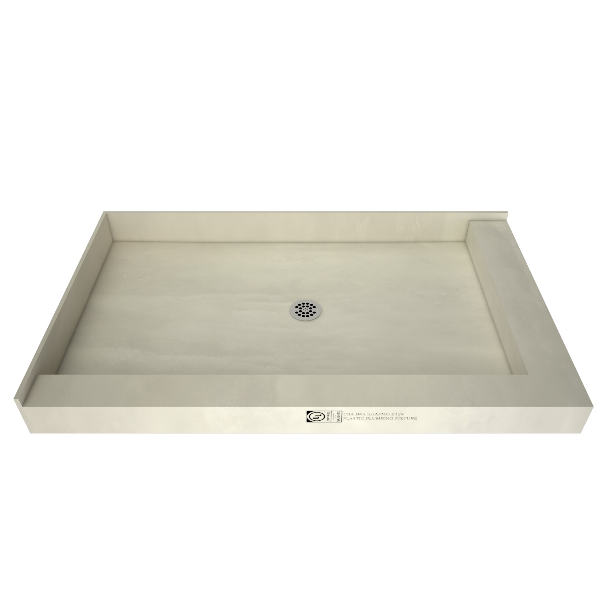 Tile Redi P4872CDR-PVC 48-in W x 72-in L Made For Tile Double Threshold Rectangle Shower Pan Base with 4.5-in H Threshold (Center Drain)