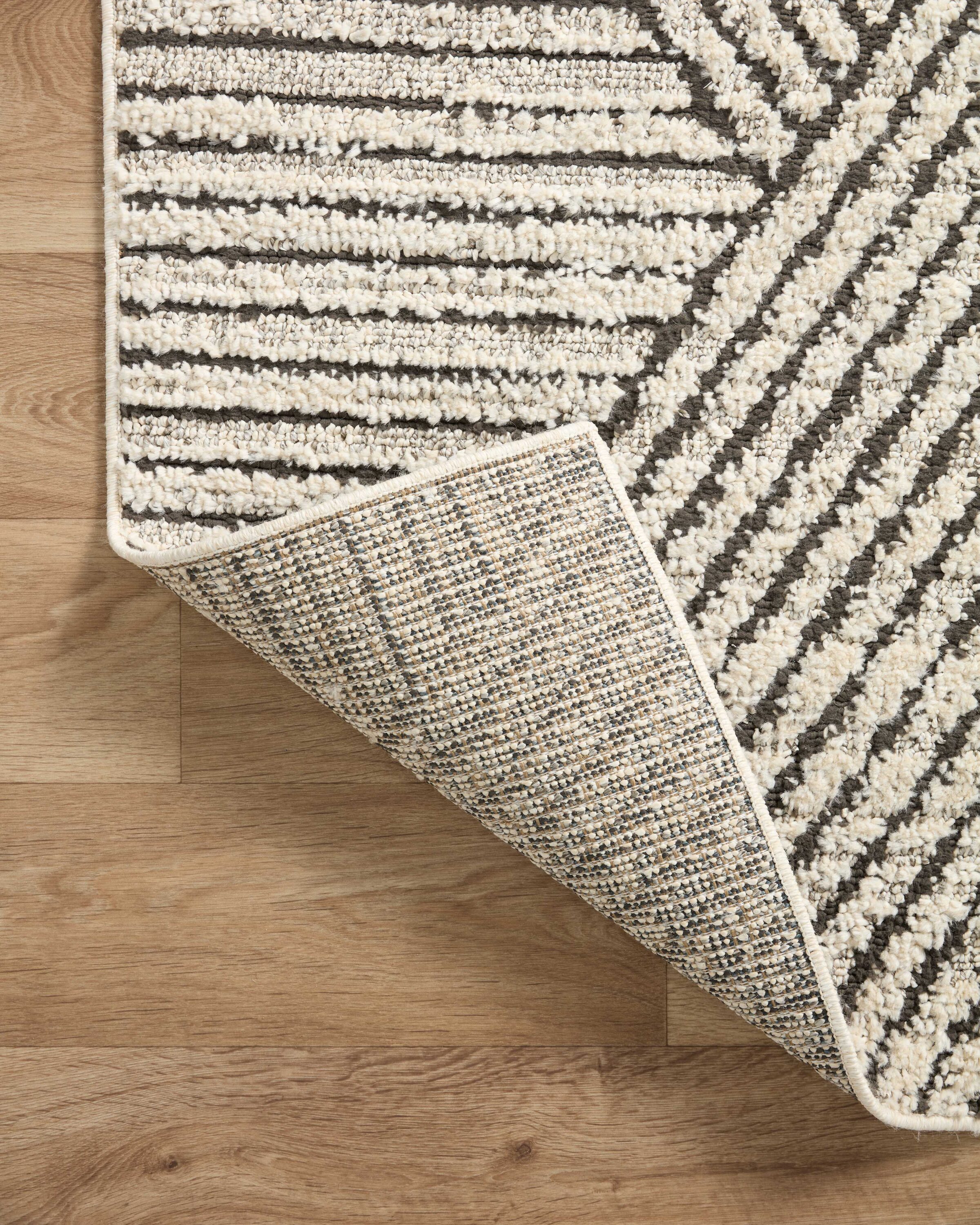 Charcoal and Ivory Geometric Wool Blend Runner Rug