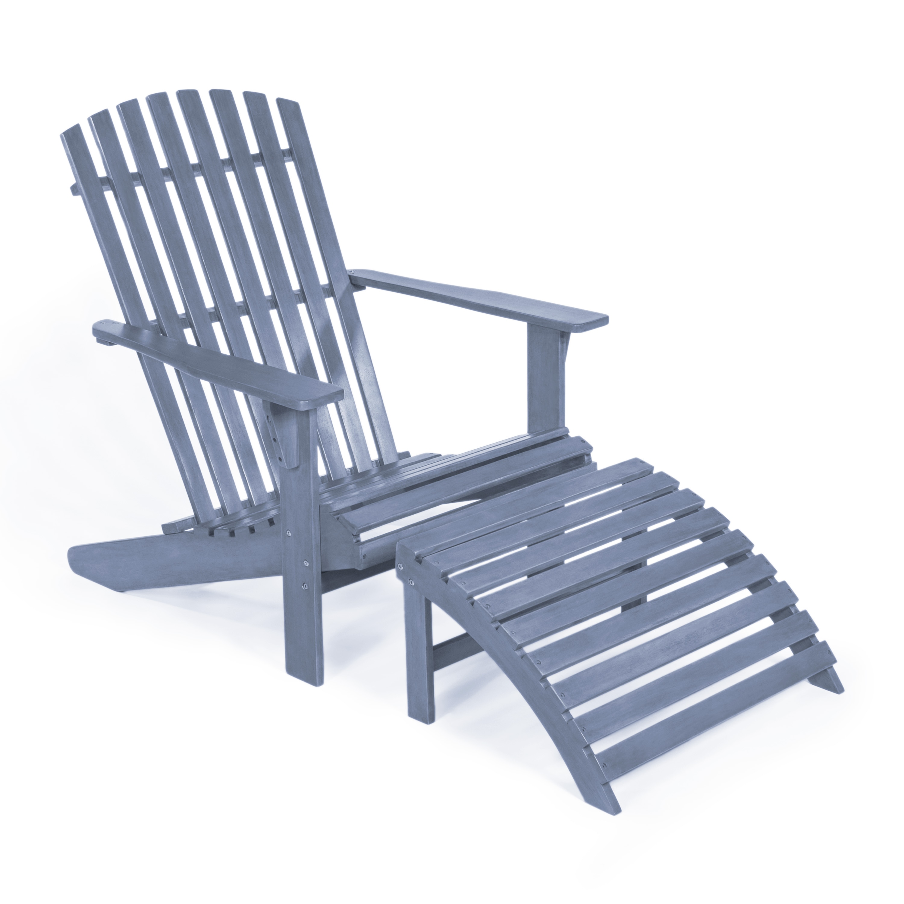 JONATHAN  Y ADK1000E Saranac Traditional Rustic Cashmere Blue Wood Frame Stationary Adirondack Chair with Slat Seat
