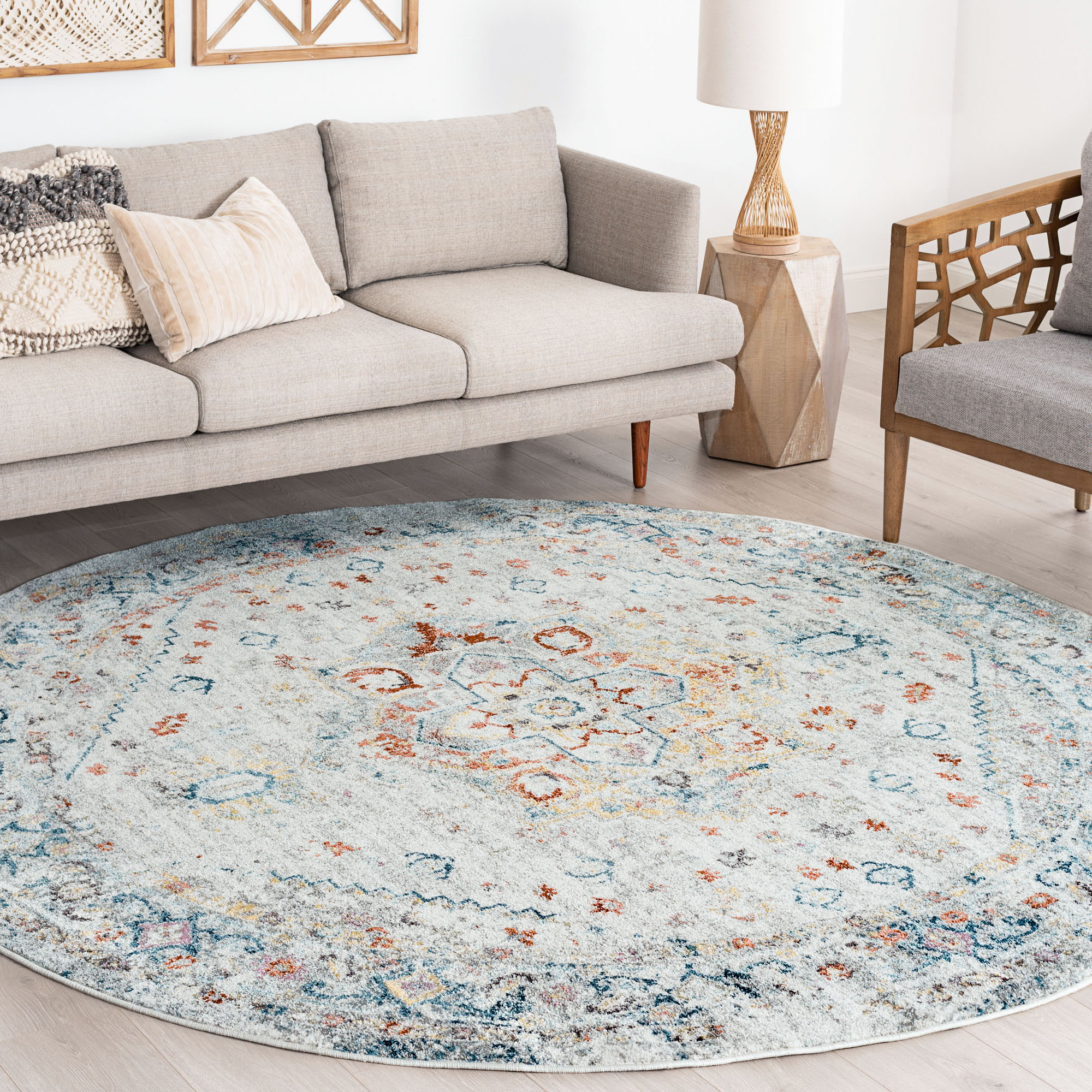 Tayse WFL4117 6RND 6 X 6 (ft) Cream Round Indoor Area Rug