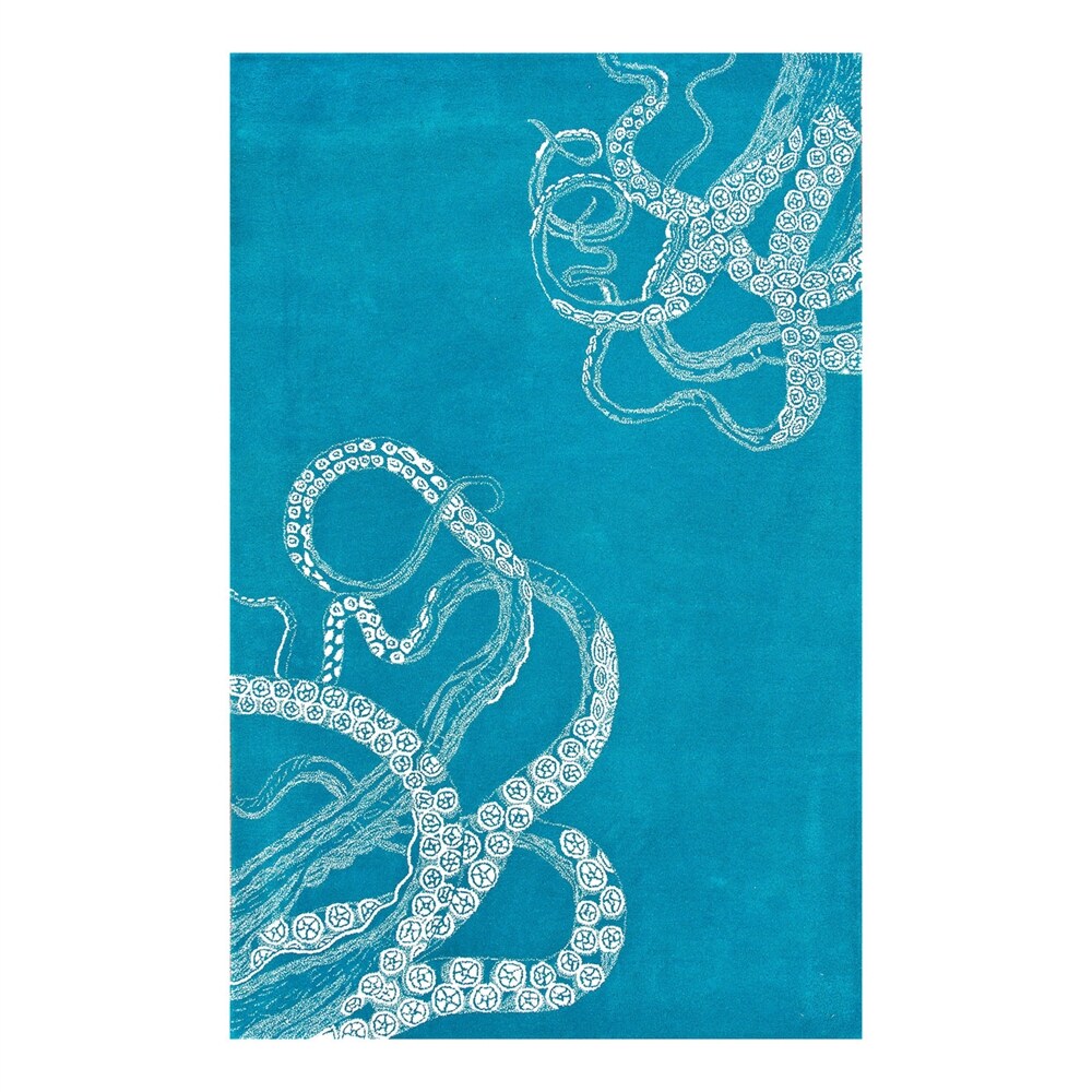 nuLOOM Octopus Tail 5 x 8 Wool Blue Indoor Animal Print Area Rug in the ...