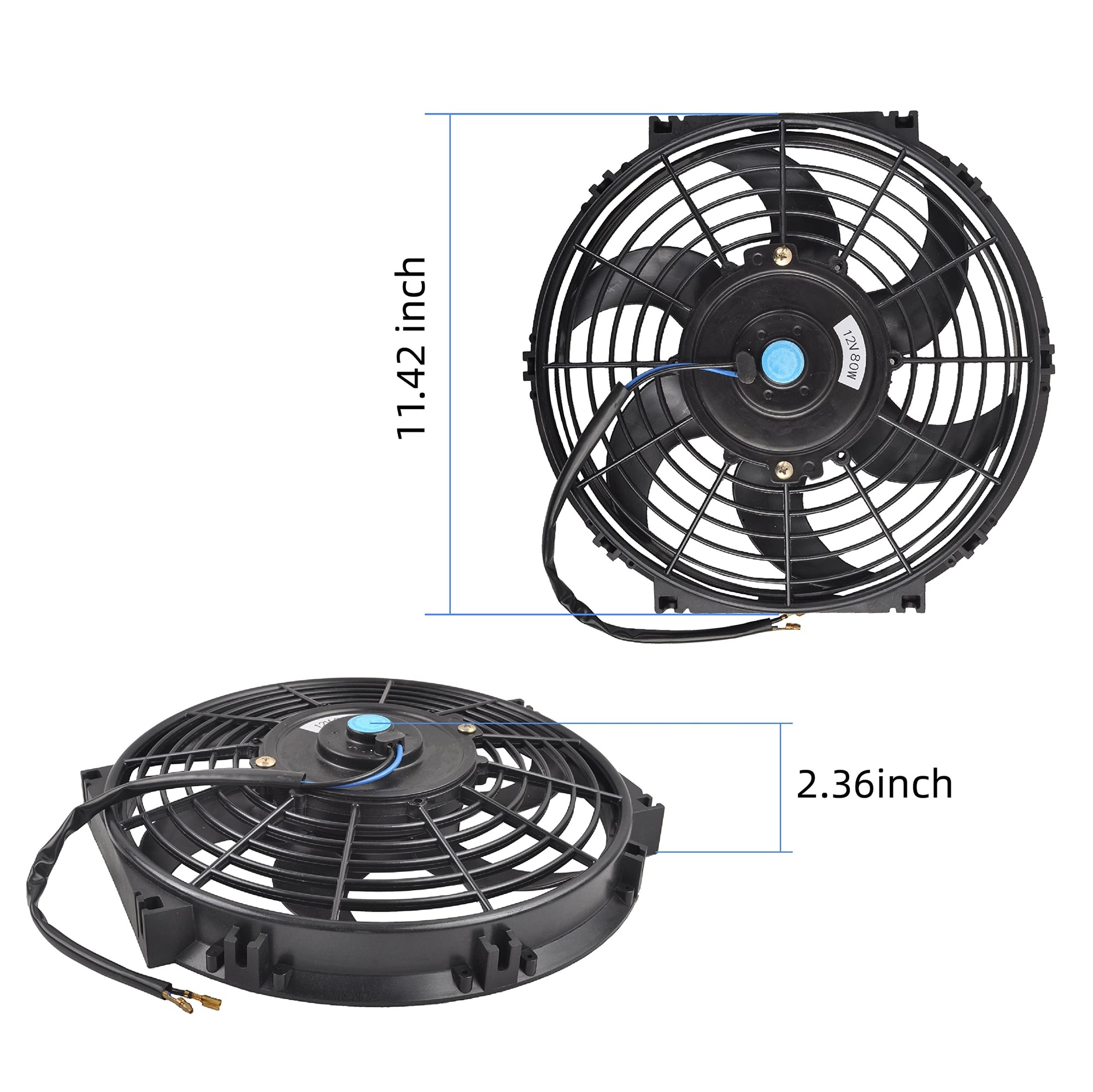 AKSCYZM 10 Inch Slim Electric Radiator Cooling Fan 12V 80W High ...
