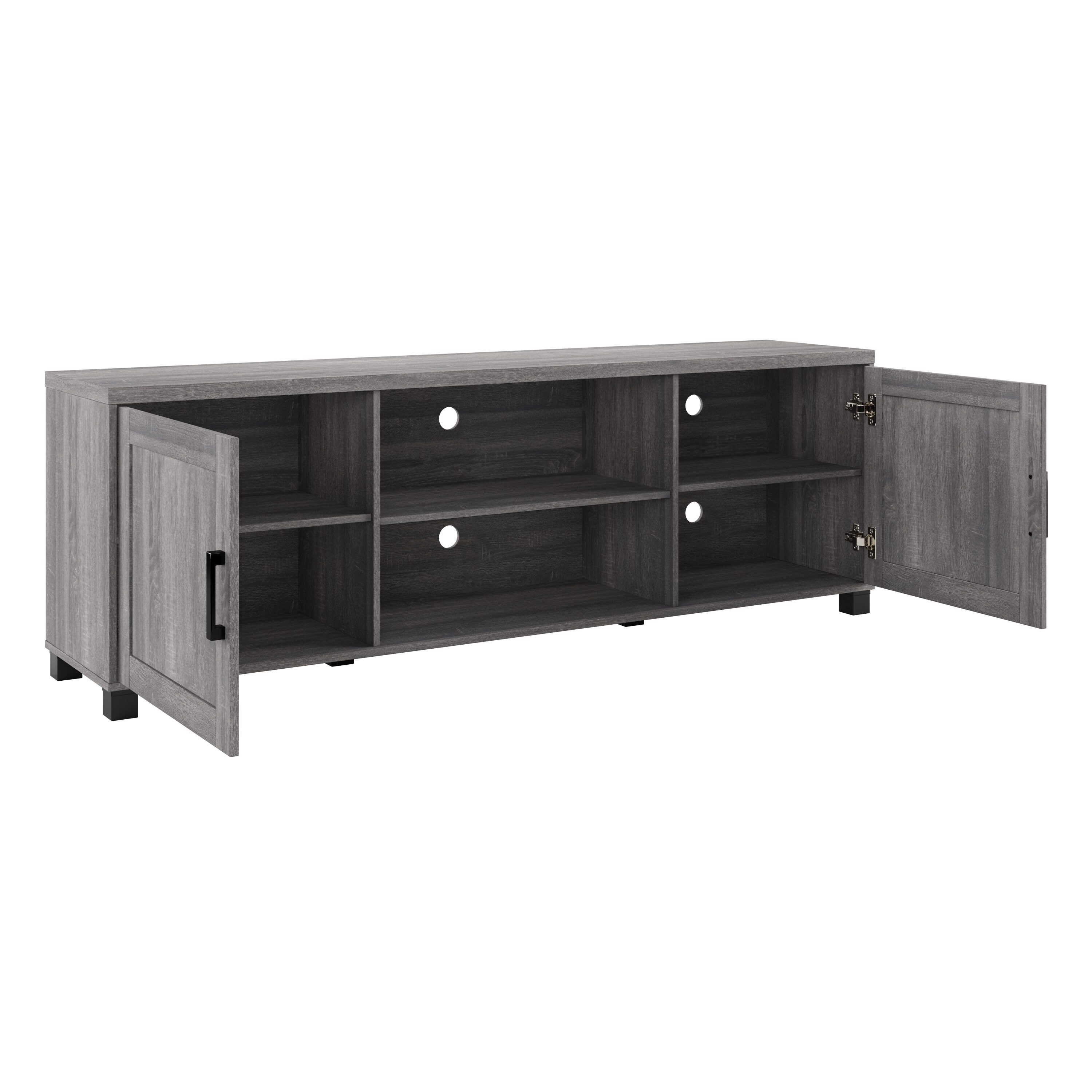 Virlomi Dark Gray 71" TV Stand with Cabinet and Shelves