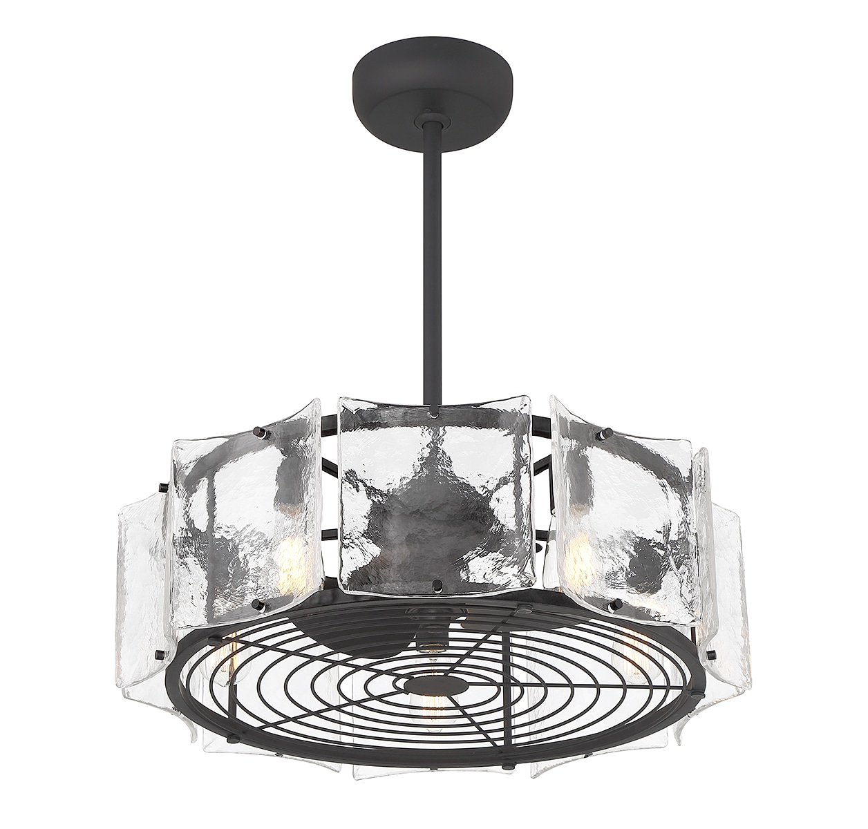 Matte Black 27" LED Chandelier Fan with Clear Glass