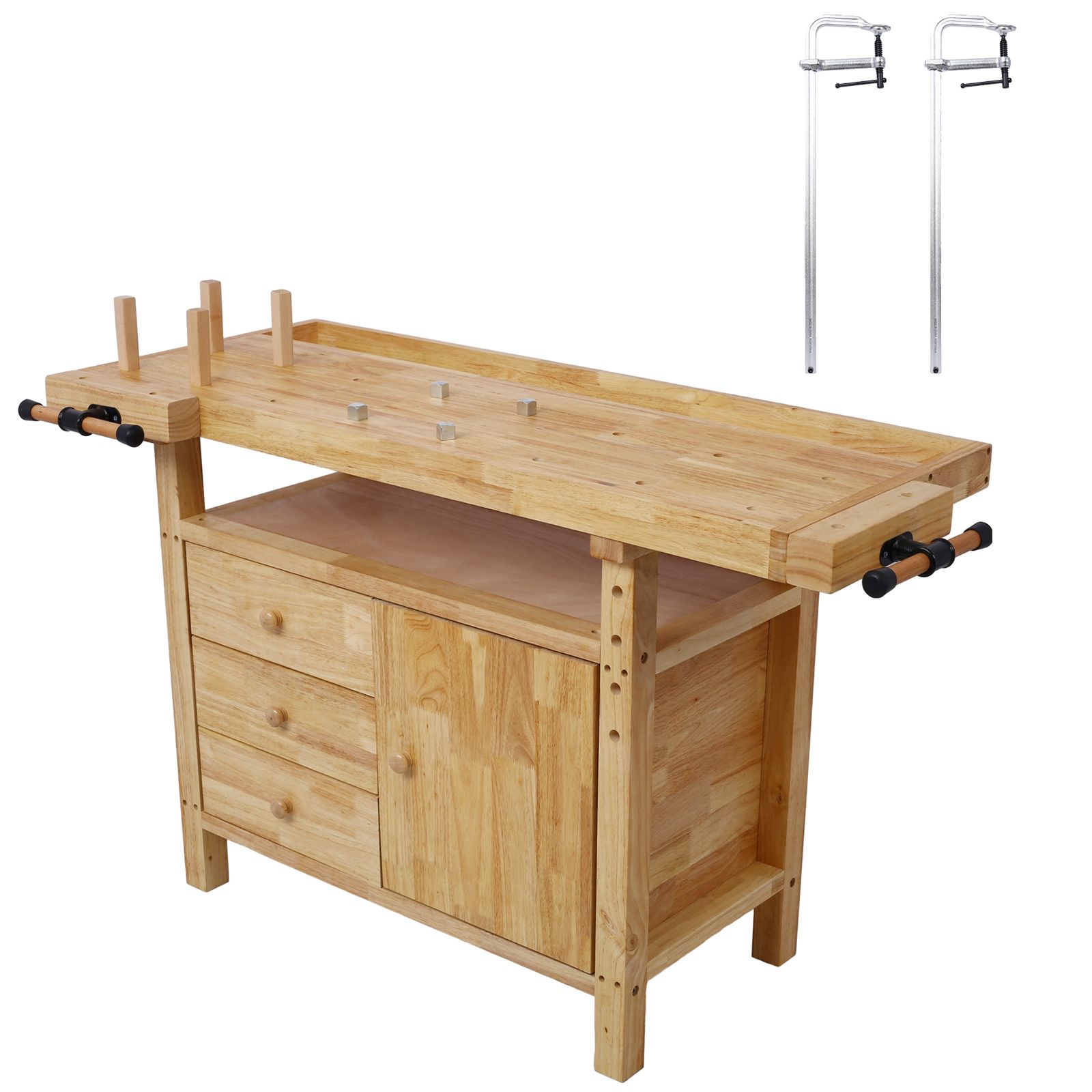 Blisstyle Wood Workbench - Wooden Workbench for Garage Workshop and Home with Bar Clamps Set 24 Inch X 4-3/4 Inch Throat Pack of 2