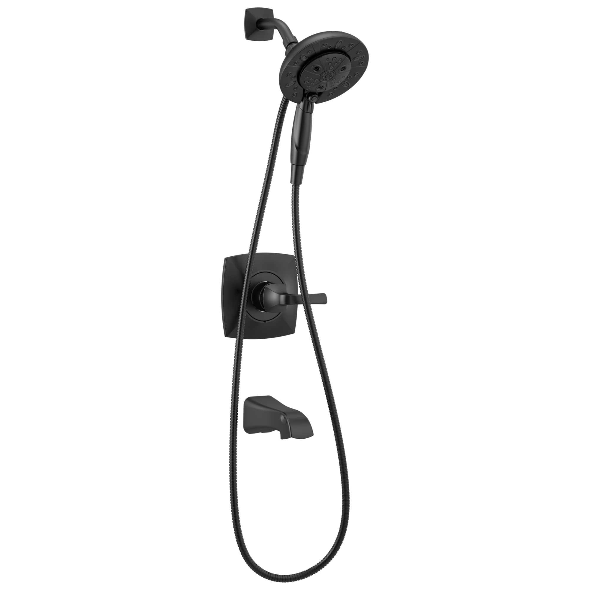 Delta 144789-BL-I Vesna Matte Black 1-handle Multi-function 7-Inches Round Bathtub and shower Faucet with Valve