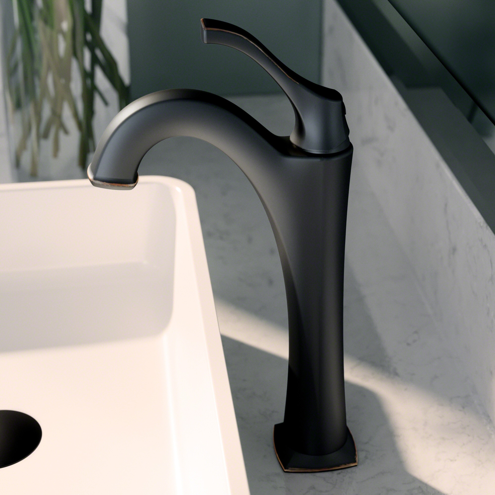 Kraus KVF-1200ORB Arlo Oil Rubbed Bronze Single hole 1-handle WaterSense High-arc Commercial/Residential Handle Bathroom Sink Faucet with Drain