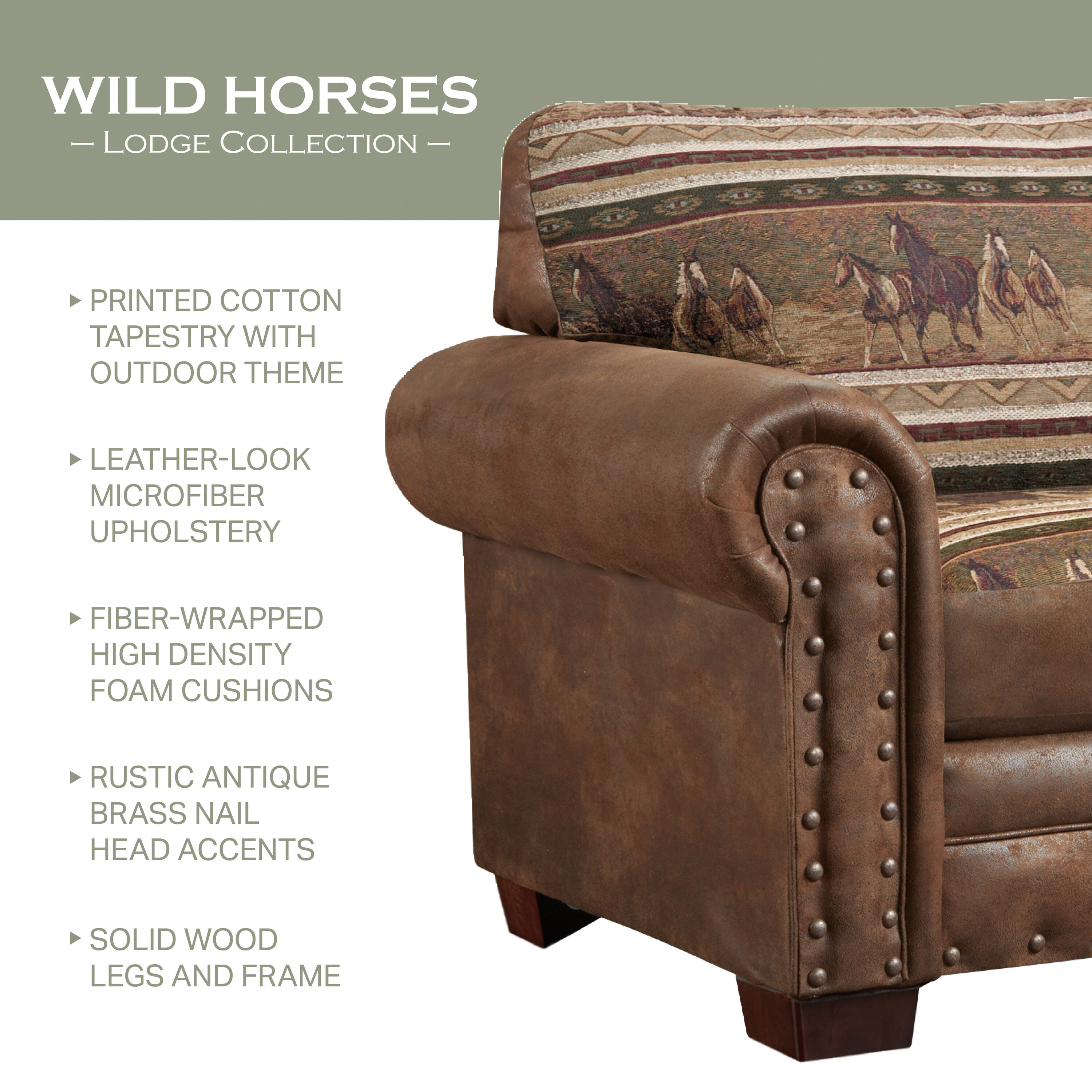 Mahogany Brown Microfiber Two-Piece Sectional Sofa with Nailhead Trim