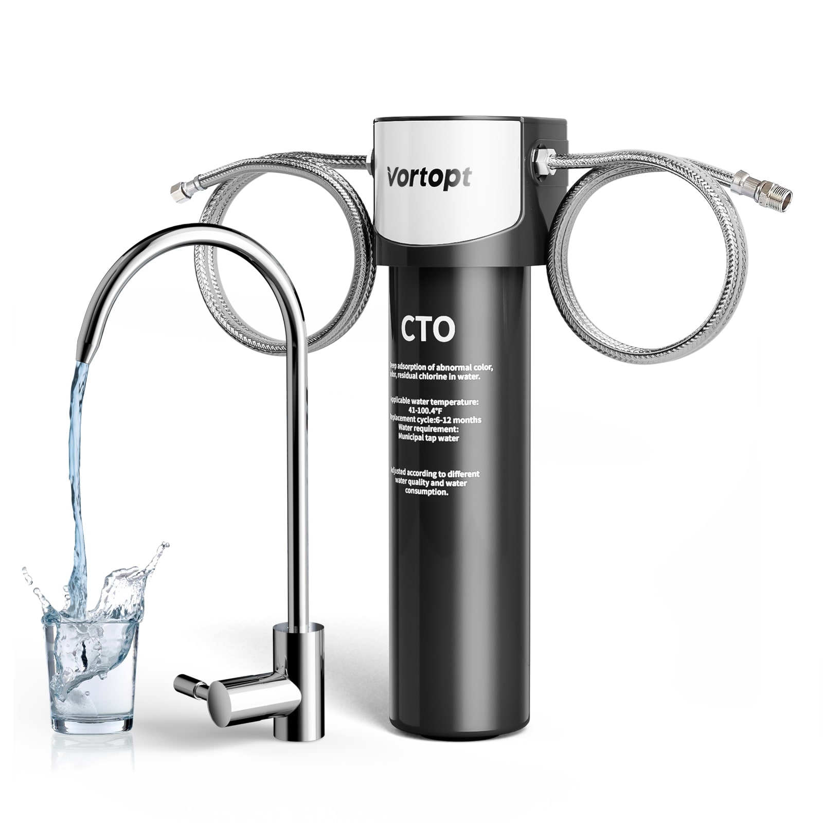 UKISHIRO GZ77Q6-C2 Dual-stage Activated Carbon Under Sink Water Filtration System with Faucet