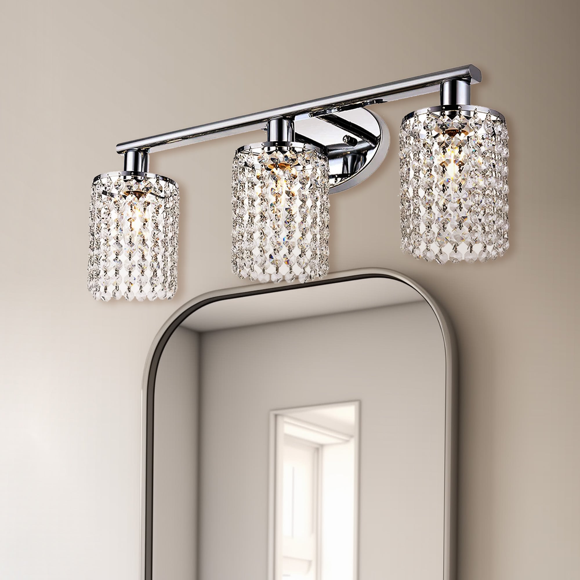 YANSUN L-WL021S 5.91-in W 3 -Light Chrome Mid-century Wall Sconce
