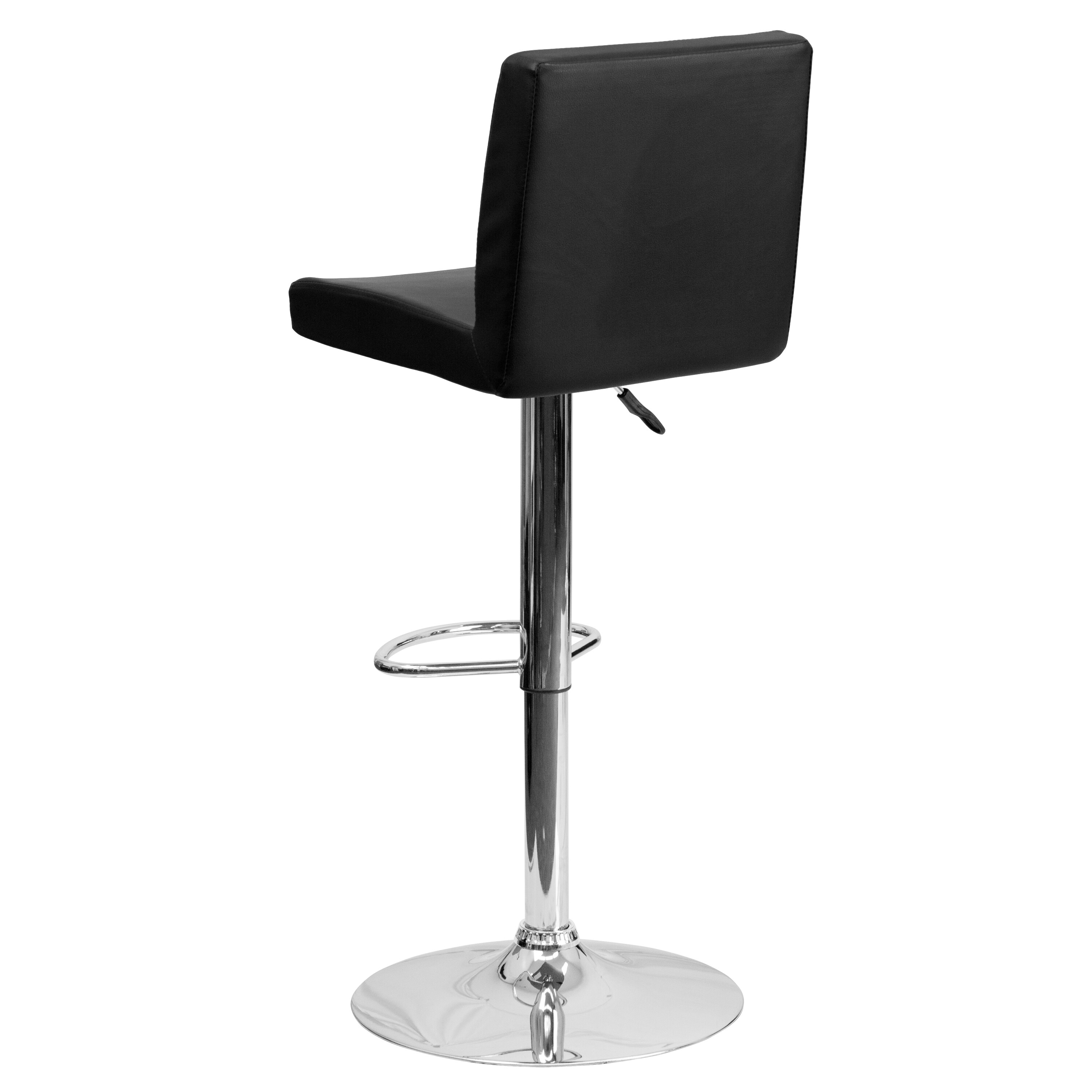 Sleek Black Vinyl and Chrome Adjustable Swivel Barstool